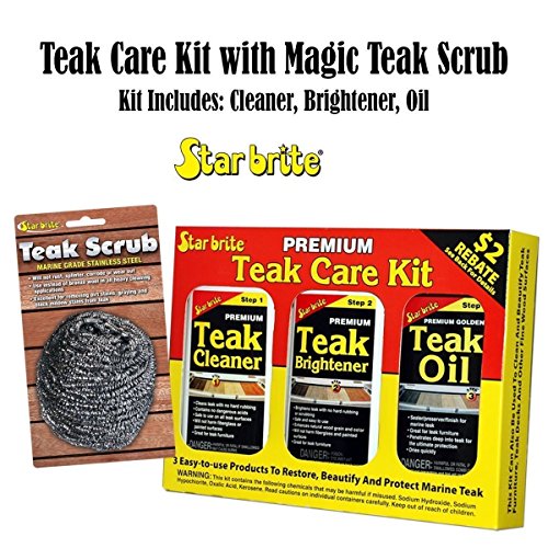 Starbrite Teak Care Kit w/Magic Teak Scrub BUNDLE Marine Home Heavy Cleaning