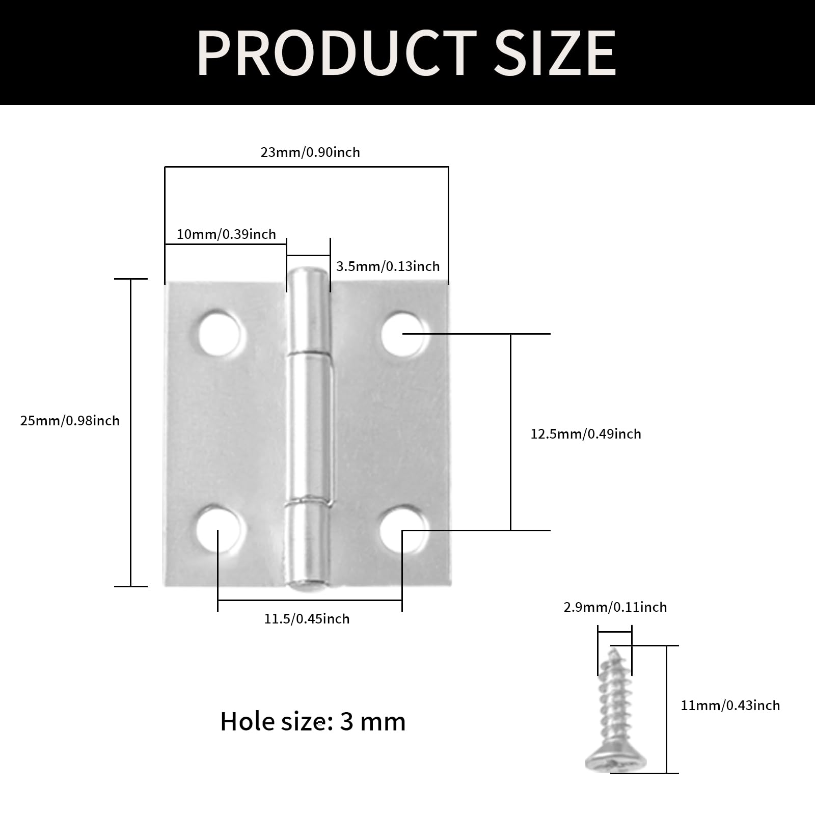30 Cerniere In Acciaio Inox 25.5x23.5mm - Con Viti Per Armadi E Porte - Foto 12