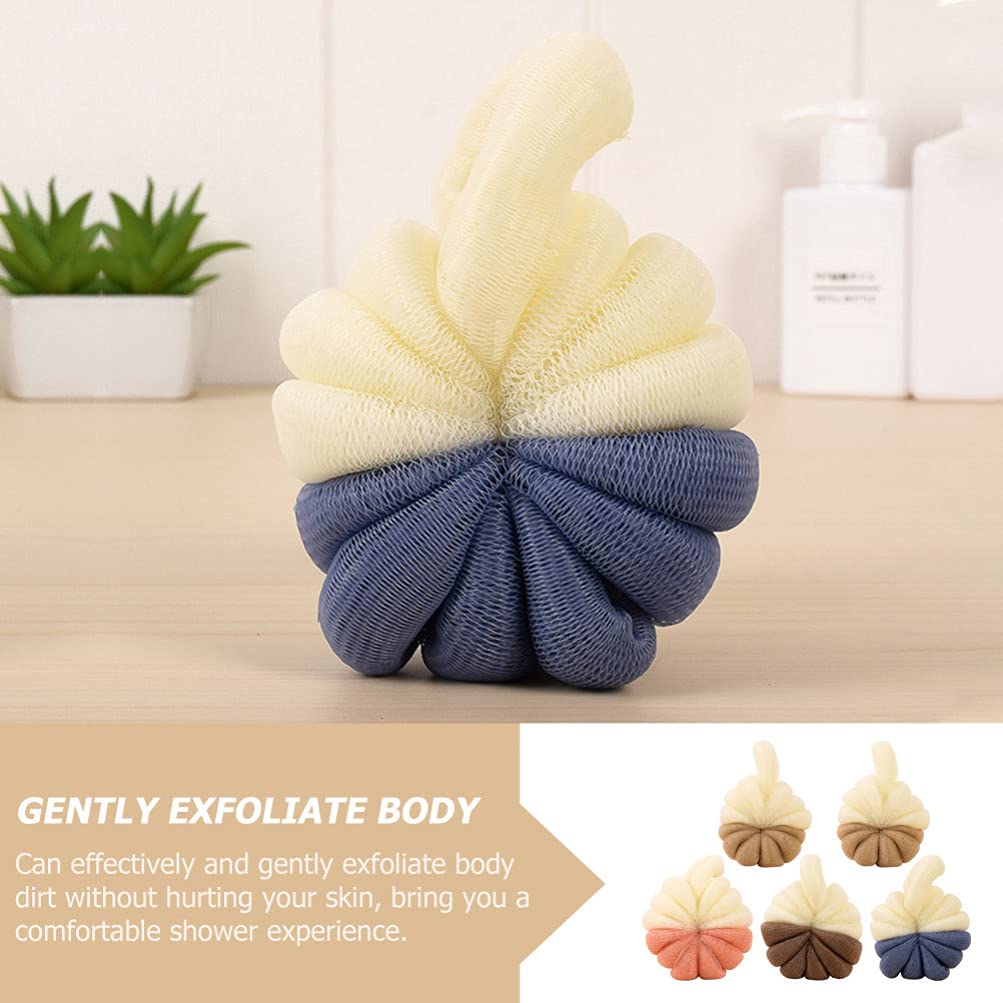 Gąbka do czyszczenia kuli kwiatowej do kąpieli: kula gąbkowa do kąpieli Loofahs 5 szt. Płuczka do pleców Puff do czyszczenia ciała kąpielowego (mieszany kolor)