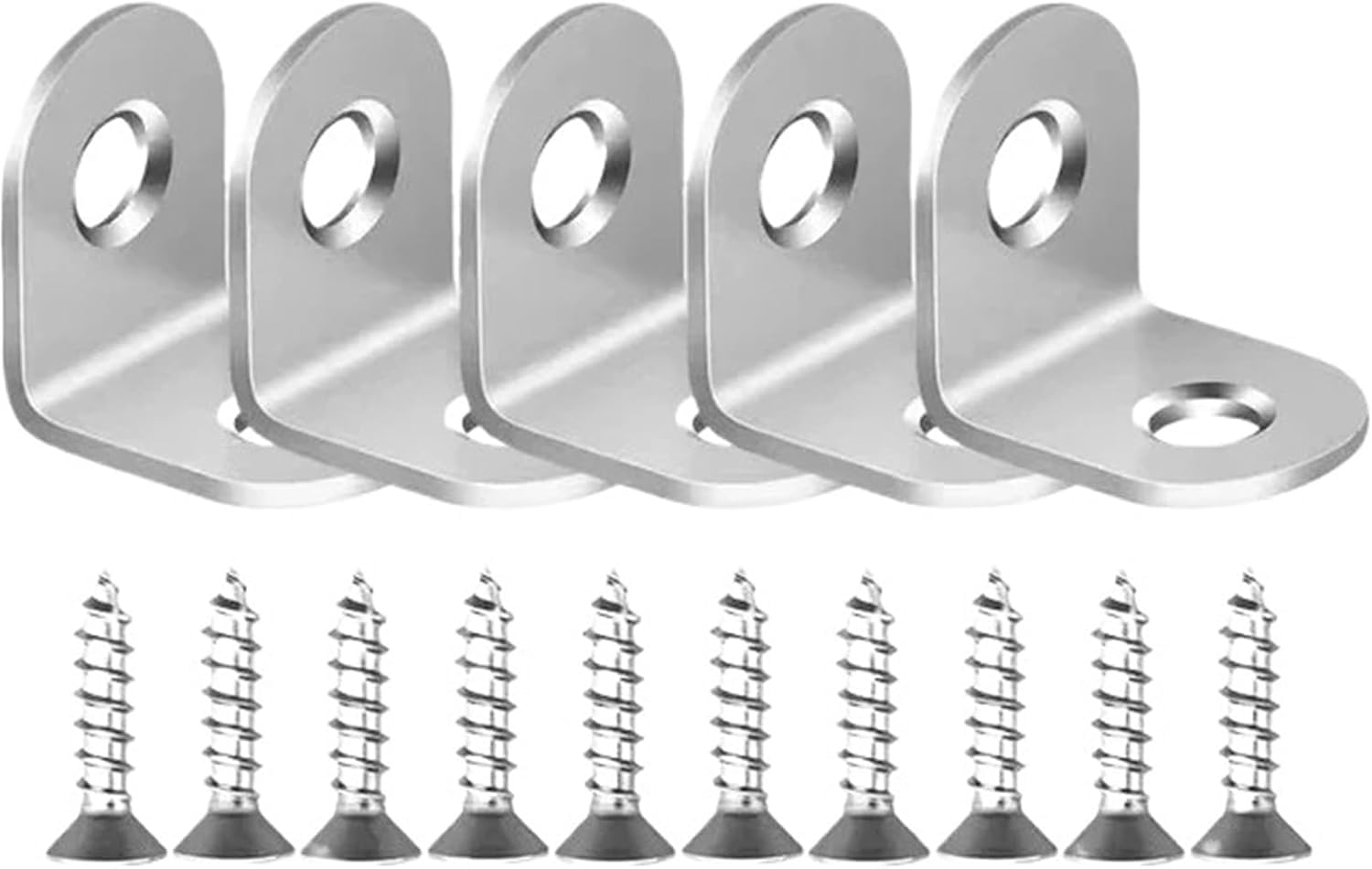 L Brackets Stainless Steel with Screws Cabinet Corner Brace Joint Fastener Wood Screens Shelf Furniture Hardware(5set-16x20mm)