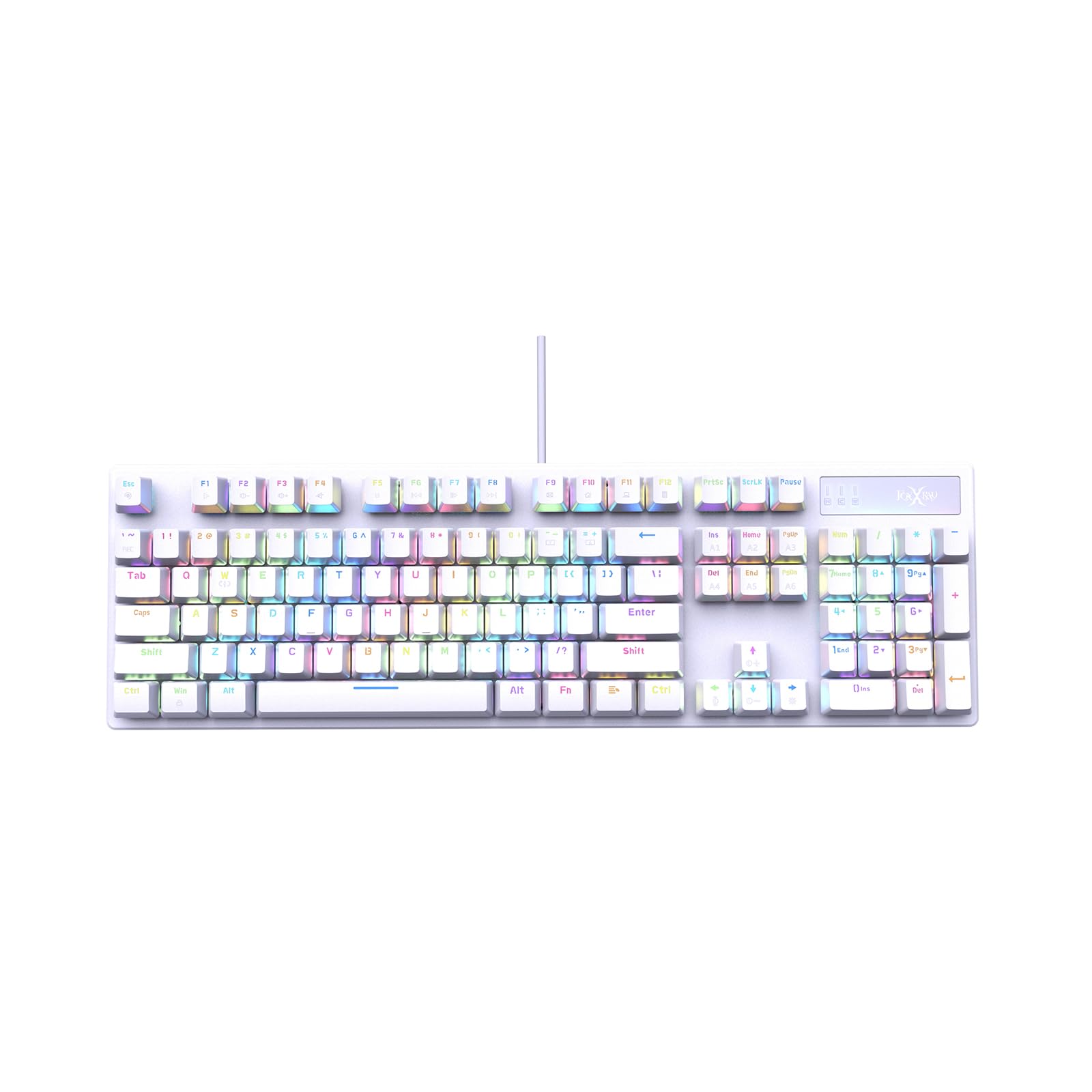 FOXXRAY HKM-88 Full-Size Mechanical Gaming Keyboard, Customizable Keys with Macro Support, RGB Backlit, Red/Blue Outemu Switches, USB Plug and Play for PC (White, Silent Red Switch)