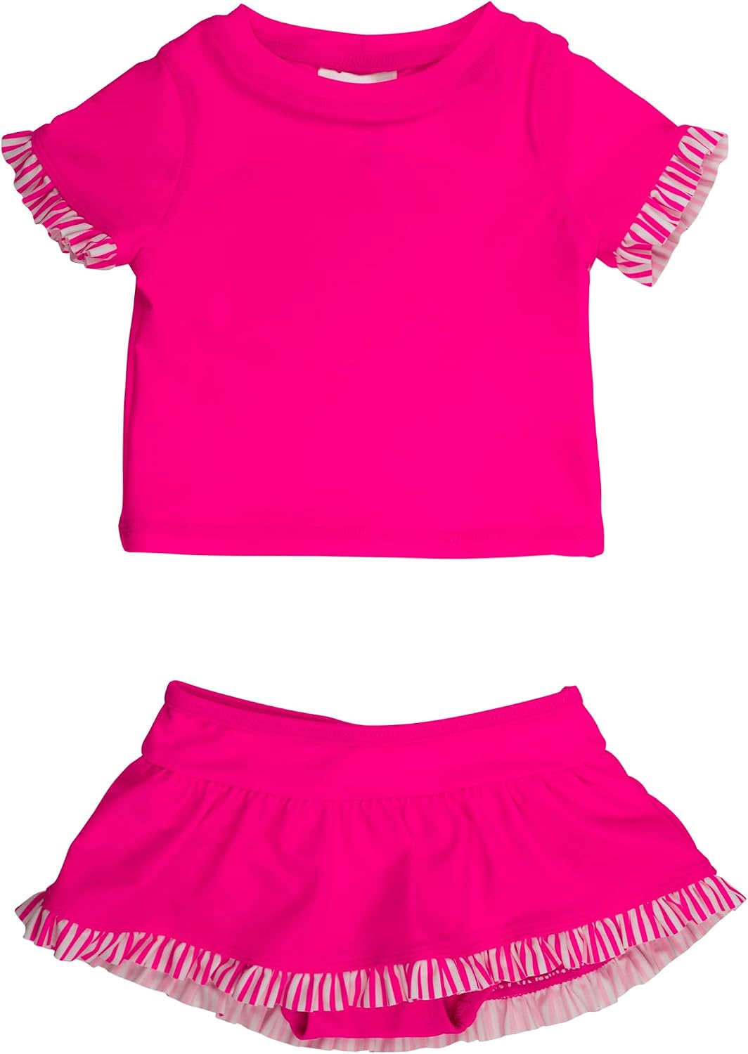 RuffleButts Girls Short Sleeve Ruffle Rash Guard Skirted Bikini - 2-Piece