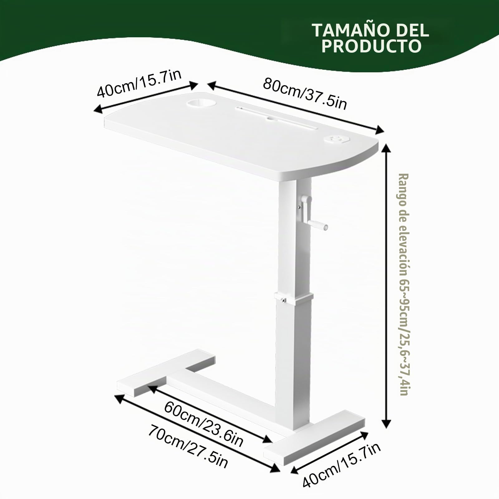 Mesa Auxiliar de Sofá en Forma de C, Mesa Auxiliar para Ordenador, Altura Ajustable Escritorio Laptop Móvil, para Dormitorio, Salón, Oficina, Multitable
