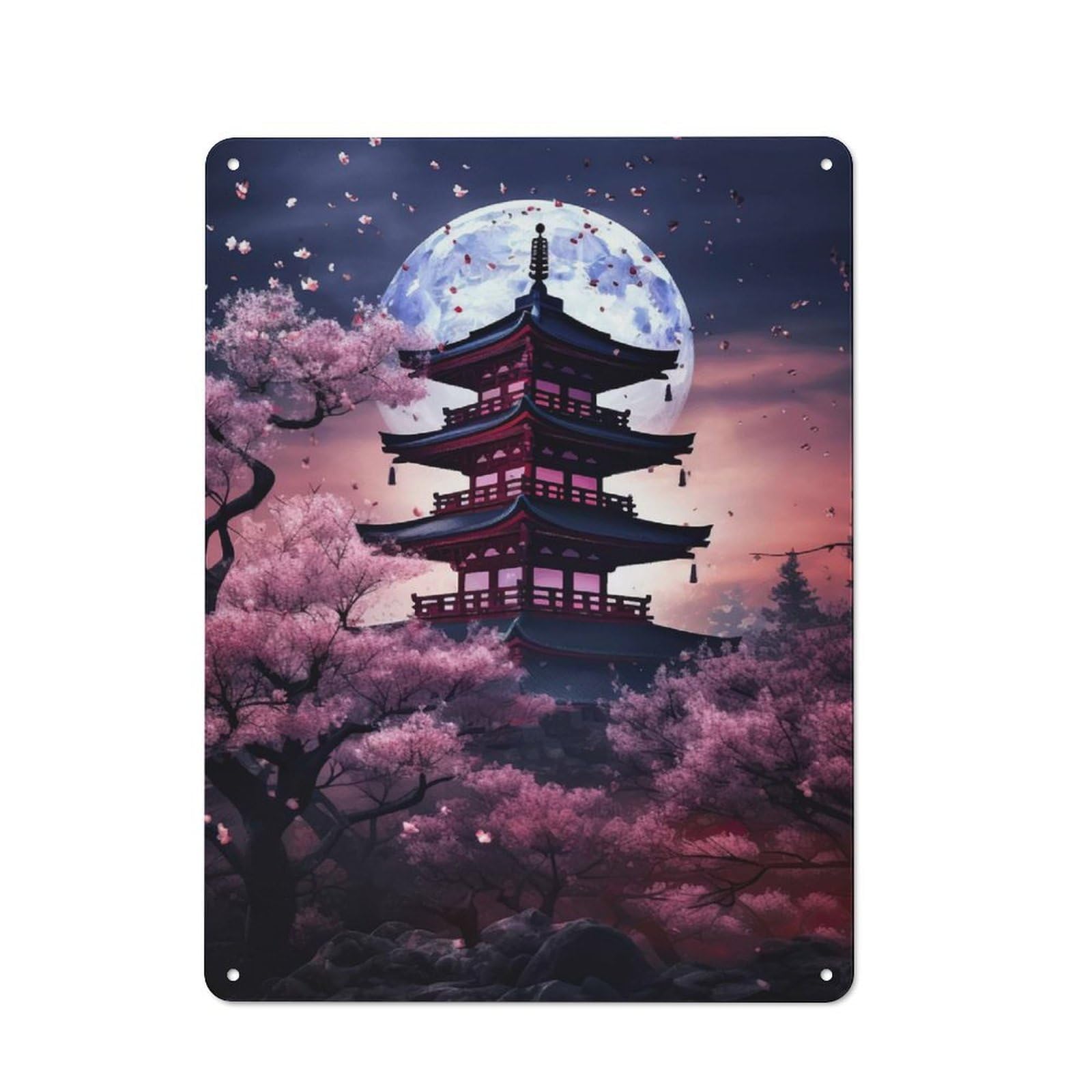 Junmoney Cherry Blossom Japan Tin Sign 40X30cm For Living Room Wall, Retro Wall Decor, A Decorative Metal Sign For Living Rooms And Feature Walls