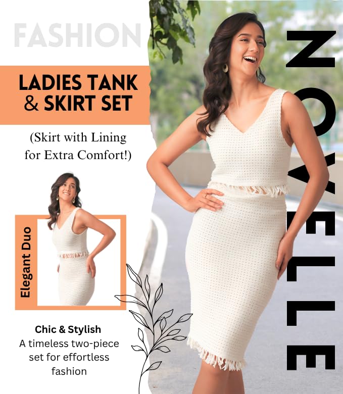 2 Piece Spring Outfits for Women – Midi Skirt Set – Skirt and Top Set – Soft Breathable Fabric, Versatile & Trendy Use – White – Xtra Large Size2