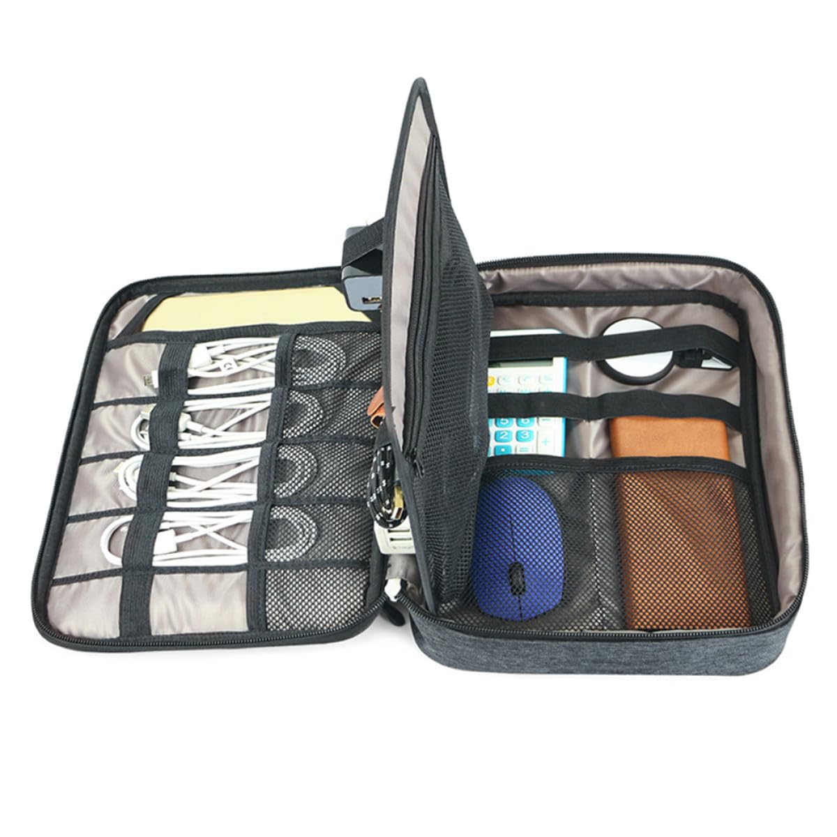 Bolsa de Almacenamiento Digital de Doble Capa Estuche Organizador Electrónico Mediano Negro Funda para Cables y Accesorios Adecuado para Viajes y Protección contra Polvo y