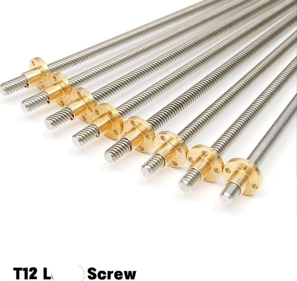 Tornillo T12 de acero inoxidable 304 con paso de 2 mm y tuerca de latón for impresora(450mm)