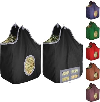 Derby Originals Large 24 OZ Canvas Horse Hay Bag 2 Sided Combo Design X Wide Gusset and
