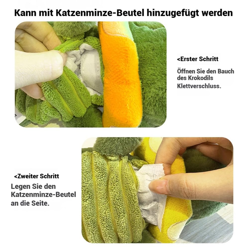 The Dog - Calming Crocodile, Interactive Plush Dog Toy with Automatic Tail-Wagging to Keep Them Busy, Soft & Washable Sicher Kauspielzeug FüR Hunde Und Katzen (Fuchs,2PCS)
