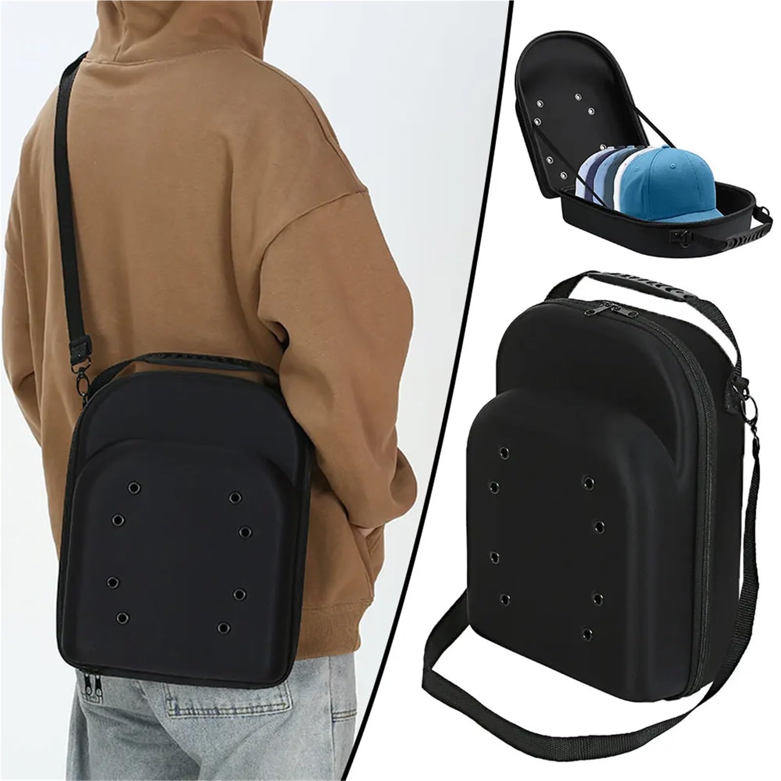 Unisex-Baseballmütze, Reisetasche, Baseballkappen-Etui, Sport-Aufbewahrungsbox, Display, Eva-Tragetaschen, einfarbig für Schrank oder Reise(S)