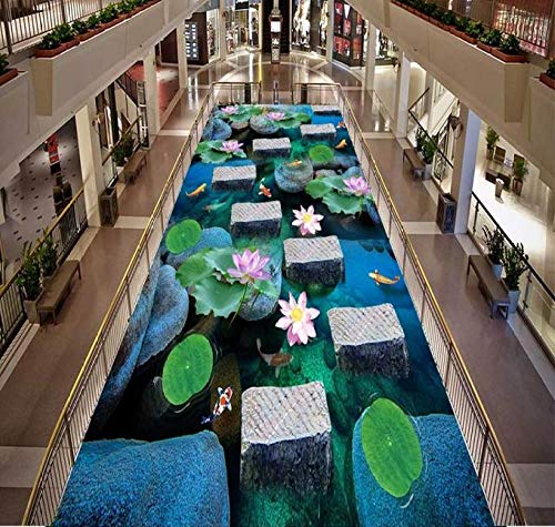 Suelo de baldosas personalizado baño de piedra pasarela agua de río pegatinas de suelo 3d insonorización impermeable piso autoadhesivo-300 * 210 cm