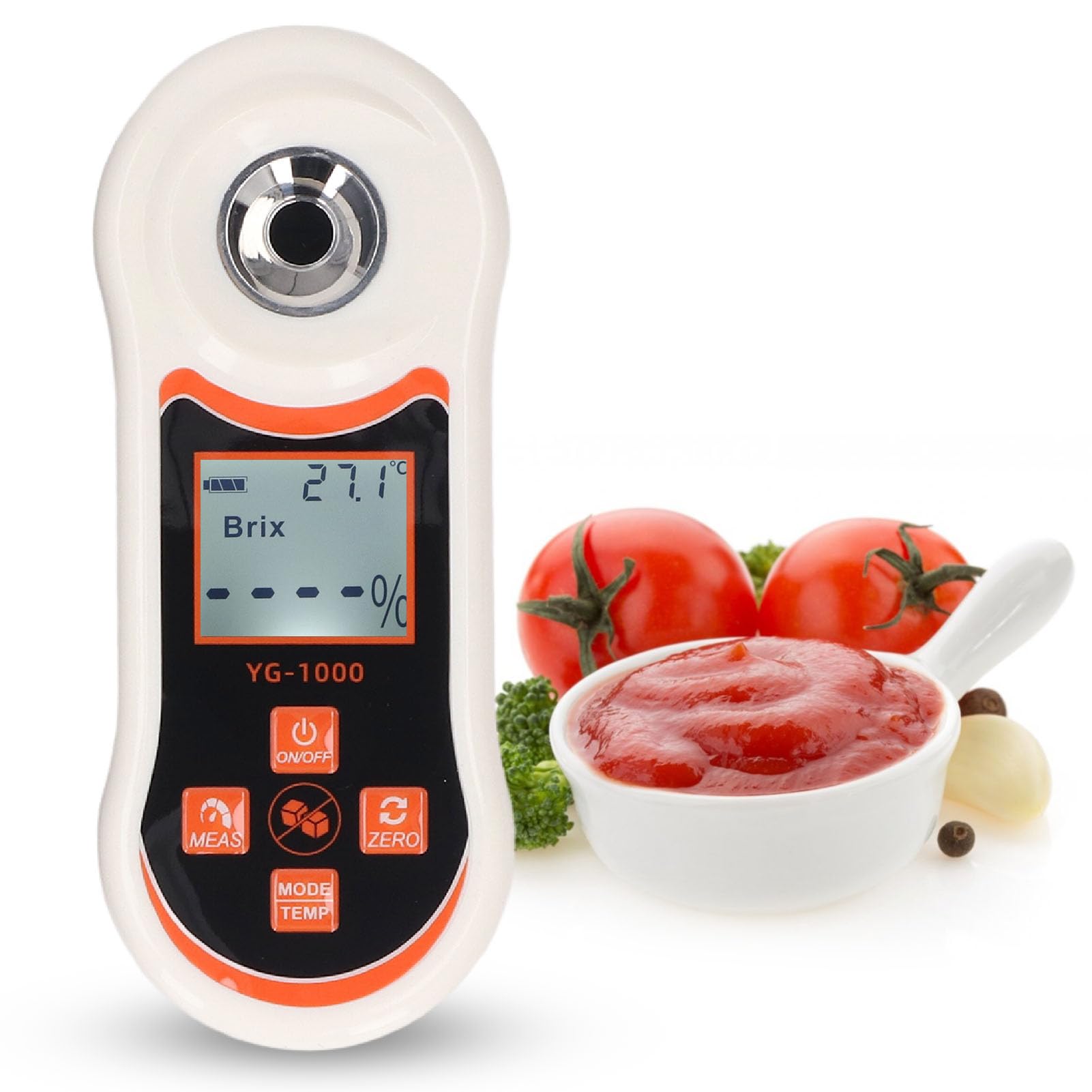 Generic Medidor de Azúcar de Frutas Diseño Compacto Lectura Instantánea para Medir el Contenido de Azúcar en Bebidas Frutas 126x51x35 Mm