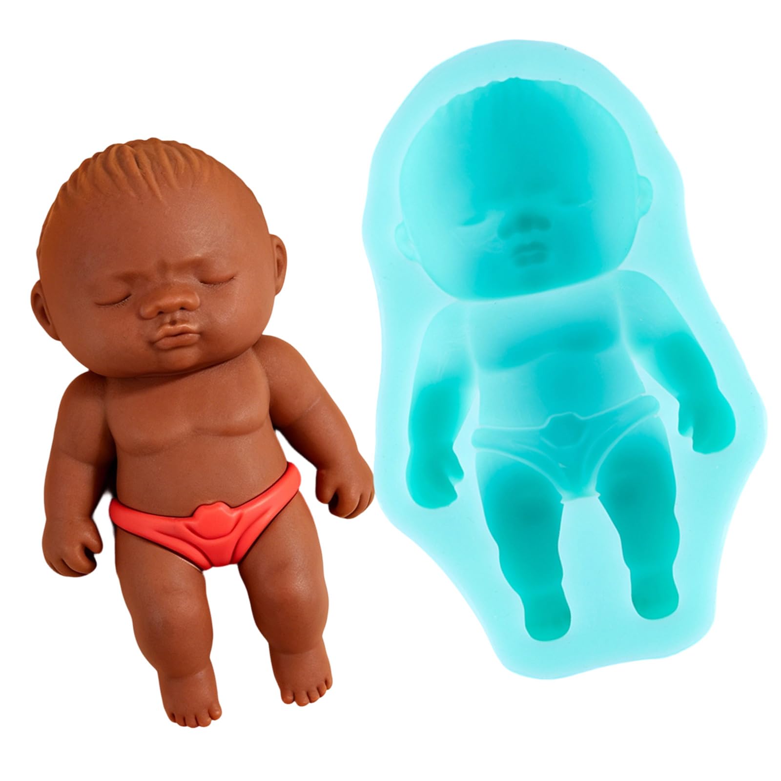 APGLSXY Realistic Black Baby Silicone Chocolate Mold for Soap Making Fondant Mousse Cake Baking Resin Craft Baby Shower Birthday Party Decoration Slumbering Cast