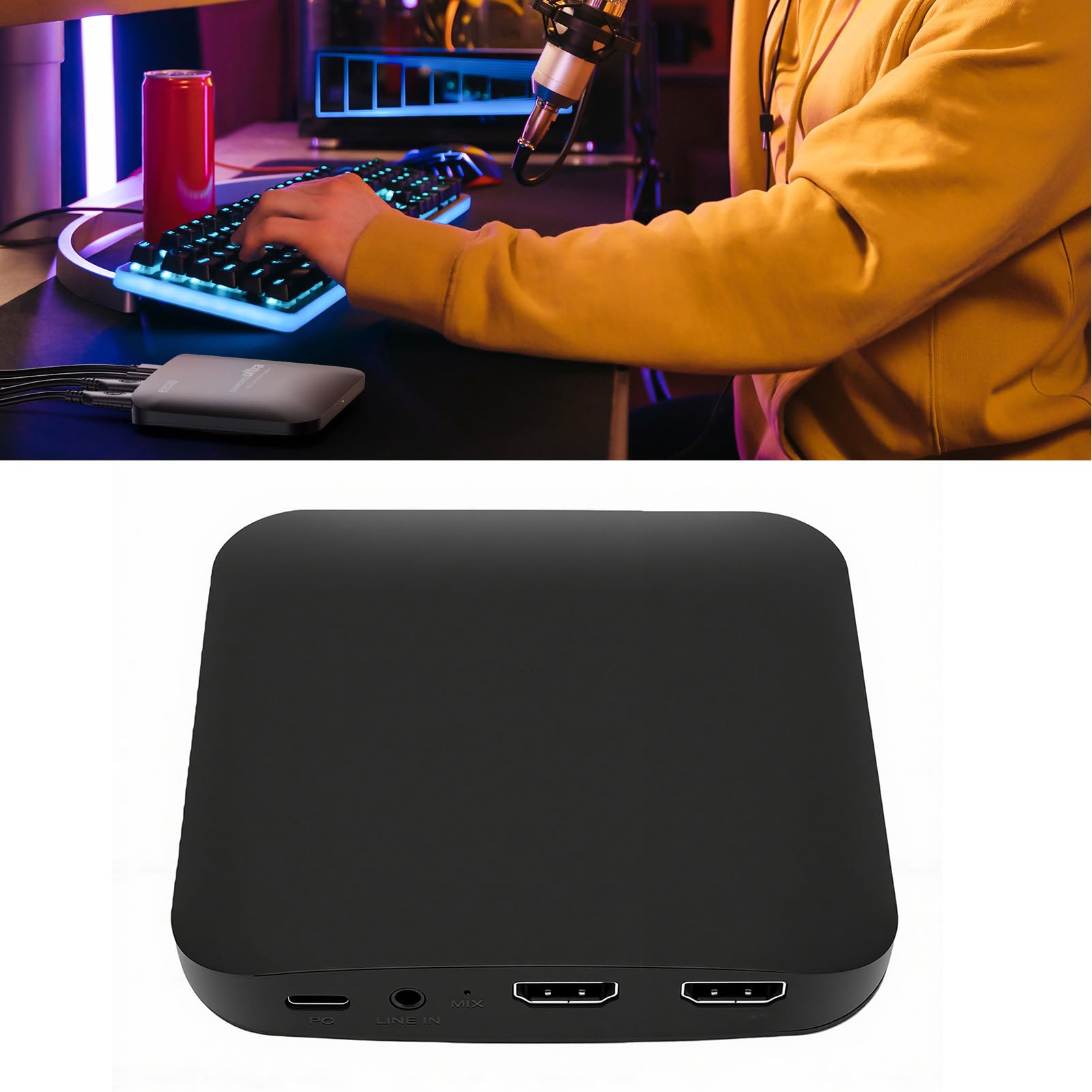 Goshyda Scheda di Acquisizione Video 4K 60FPS, Interfaccia Multimediale HD per Registratore Video USB 3.0 con Registrazione Non Compressa, Bassa Latenza, Interfaccia da 3,5 Mm, per