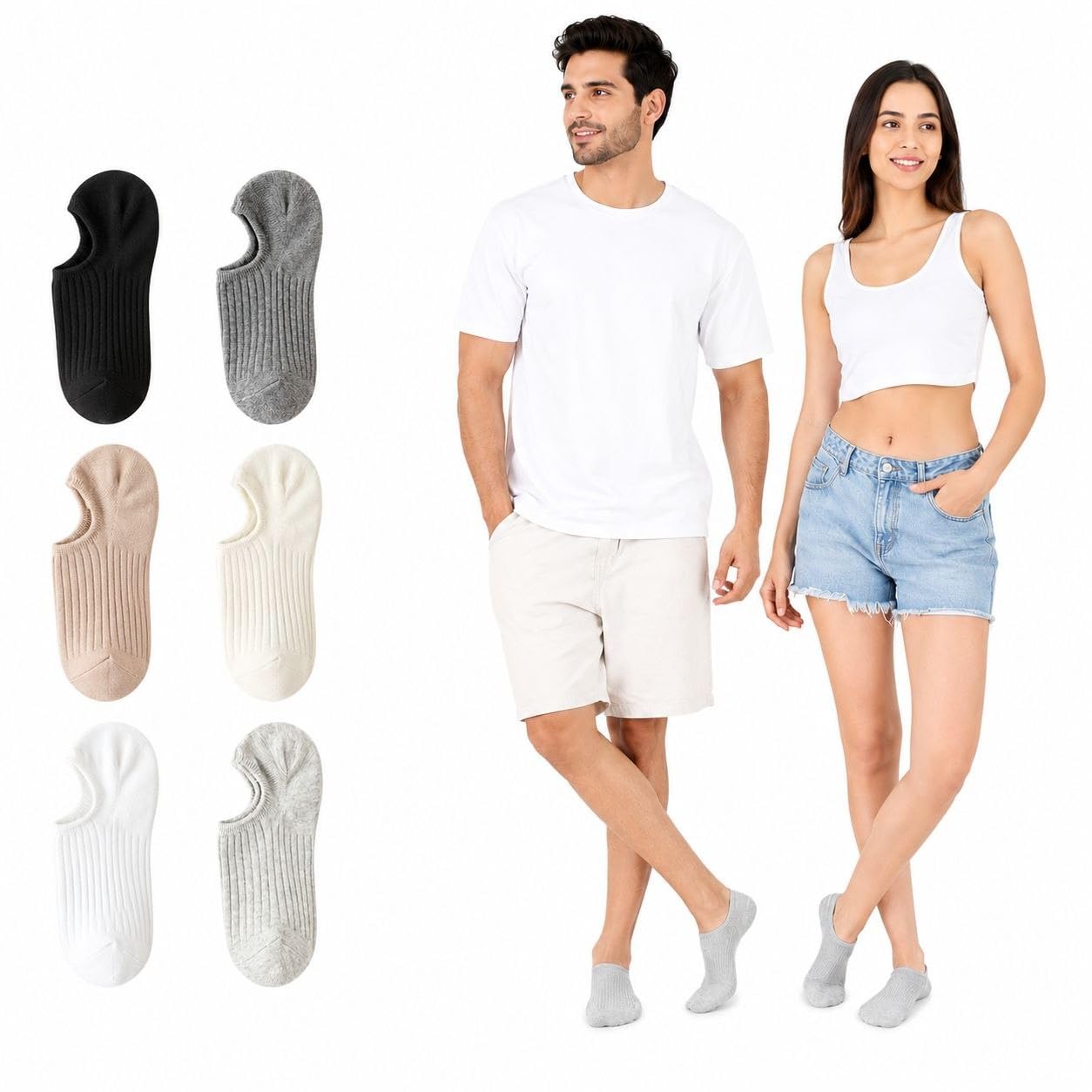 Ankle Length Low cut Socks for Men & Women | 6 Pair Multi Color Combo Pack | Soft Cotton Stretch Fabric | Breathable, Sweat Absorbent & Durable | ankle Casual Sports Socks-image-15