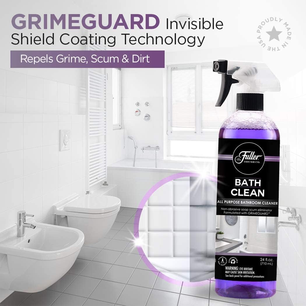Fuller Brush BathClean with GrimeGuard (2 Pack of 24 Oz. Bottles) + 1 Spray Trigger – Soap Scum, Calcium, Hard Water Stain Remover & Reducer for Grout, Tile, Shower, Tub, Sink, Fixtures and Countertop : Tools & Home Improvement