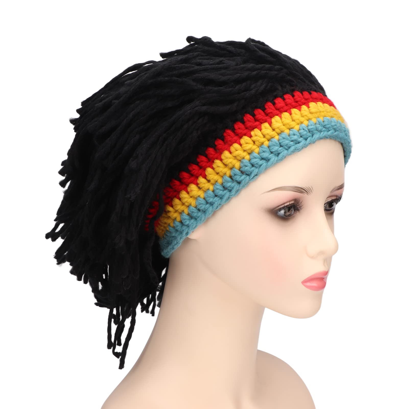Topyond Gorros De Peluca Divertidos De Punto Alta Elasticidad Mantener Caliente Gorro De Punto con Rastas Sombreros Hombres Ropa De Invierno para Hombres Navidad Halloween Pelucas Para Niñas