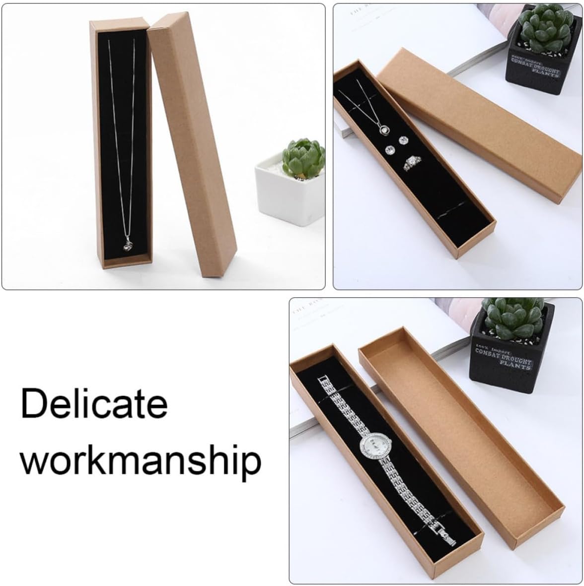 LIFKOME Watch Storage Case with Sponge Pad Black Cardboard 6 Pcs