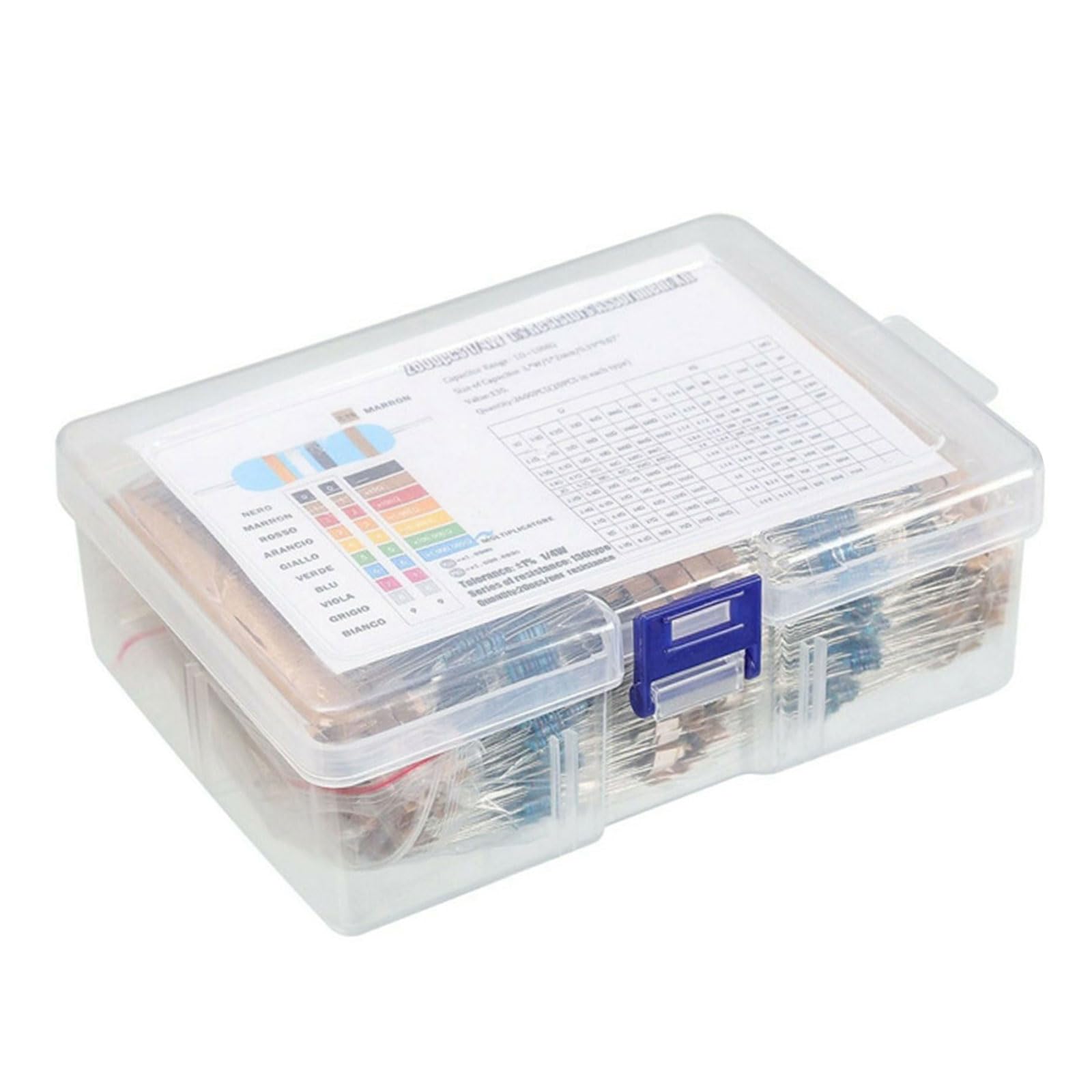 Ywluuoo 1 2600Pcs 130 Values Resistor Assortment Film Resistors With Storage Box Metal Film Resistor Set