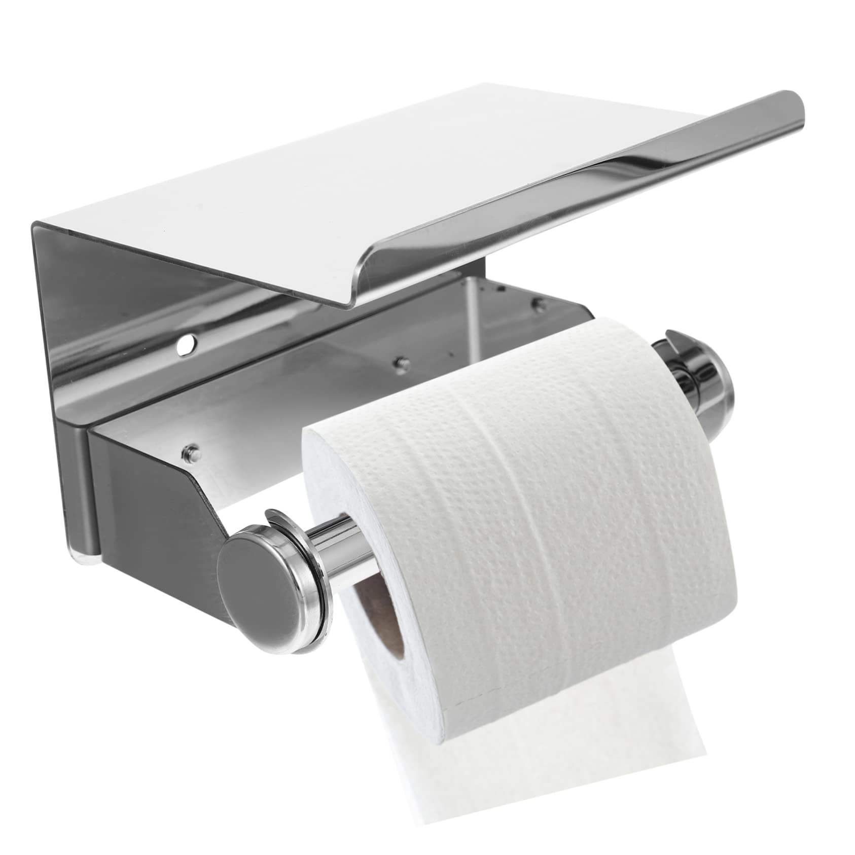 SOLUSTRE Portarrollos Montado en Pared de Papel Higiénico con Estante de Acero Inoxidable 304 Anti Óxido Diseño Plateado y Funcional para Baño y Hotel