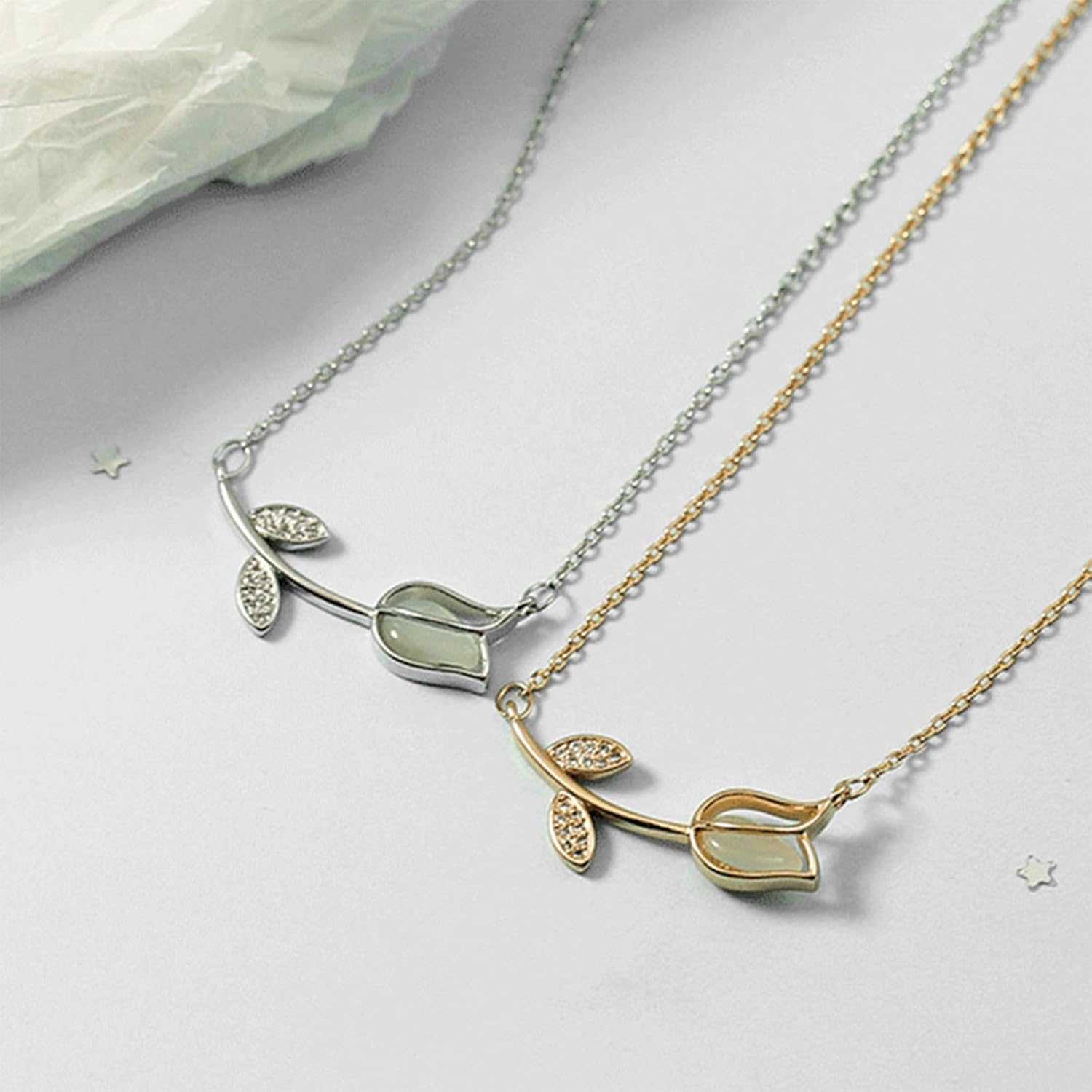 POYAMUSE Tulip Pendant Necklace for Women - Elegant Flower Necklace, Adjustable Chain - Flower Jewelry for Women, Romantic Gifts, Fashion Accessories - Image 7