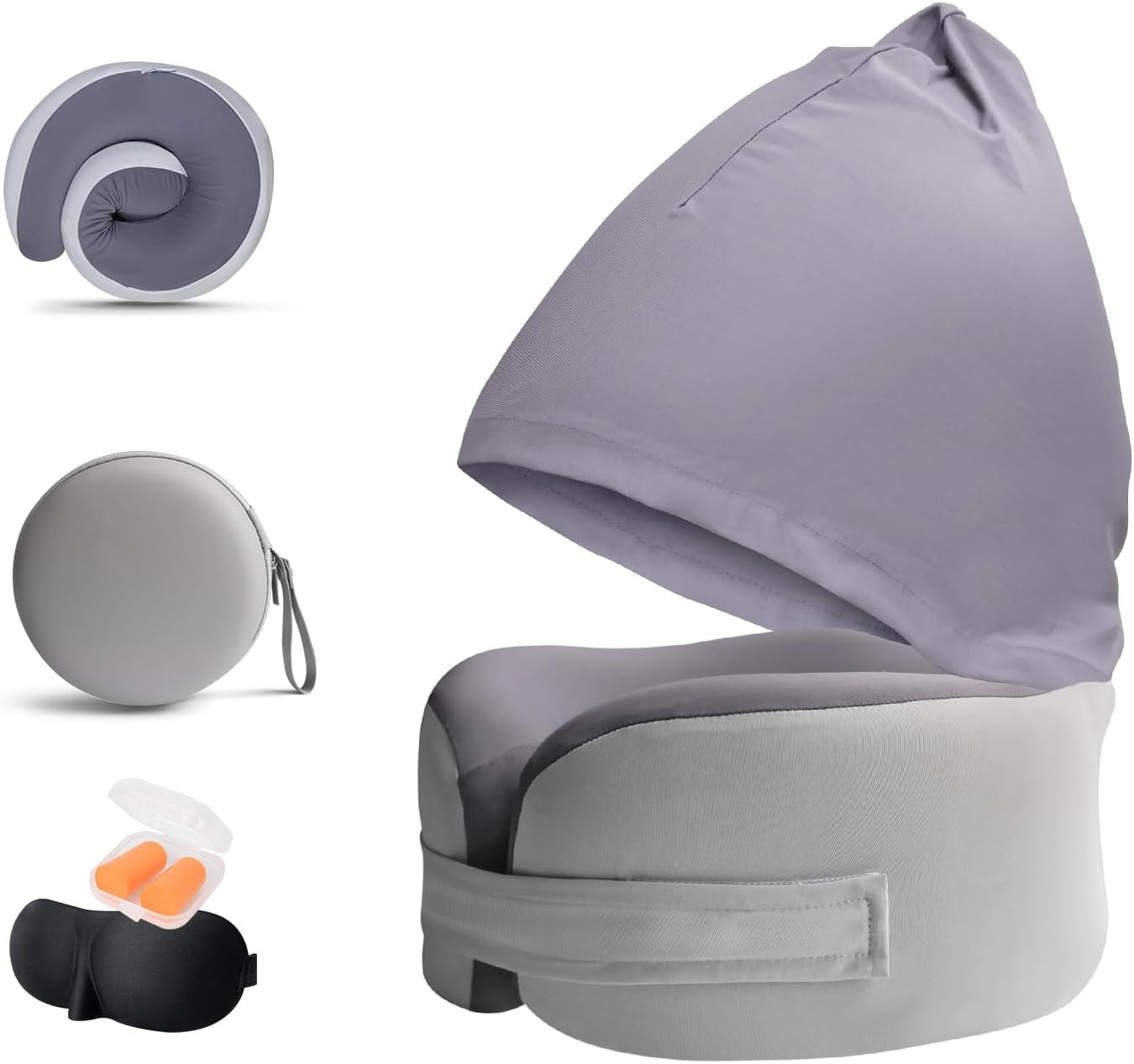 Travel Pillow for Airplane – Memory Foam Travel Neck Pillow with 360° Support, Adjustable Hooded, Flight Pillow with Eye Mask, Ear Plugs and Carry Bag, Idea for Plane Cars Trains Office Travel Pillow for Airplane – Memory Foam Travel Neck Pillow with 360° Support, Adjustable Hooded, Flight Pillow with Eye Mask, Ear Plugs and Carry Bag, Idea for Plane Cars Trains Office