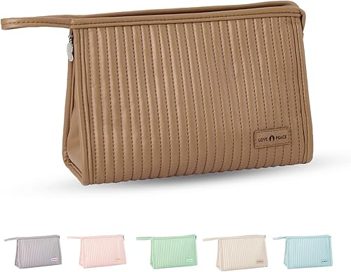 GMELOV Pequeña bolsa de maquillaje compacta de gran capacidad, lindas bolsas estéticas para cosméticos para viajes, organizador de artículos