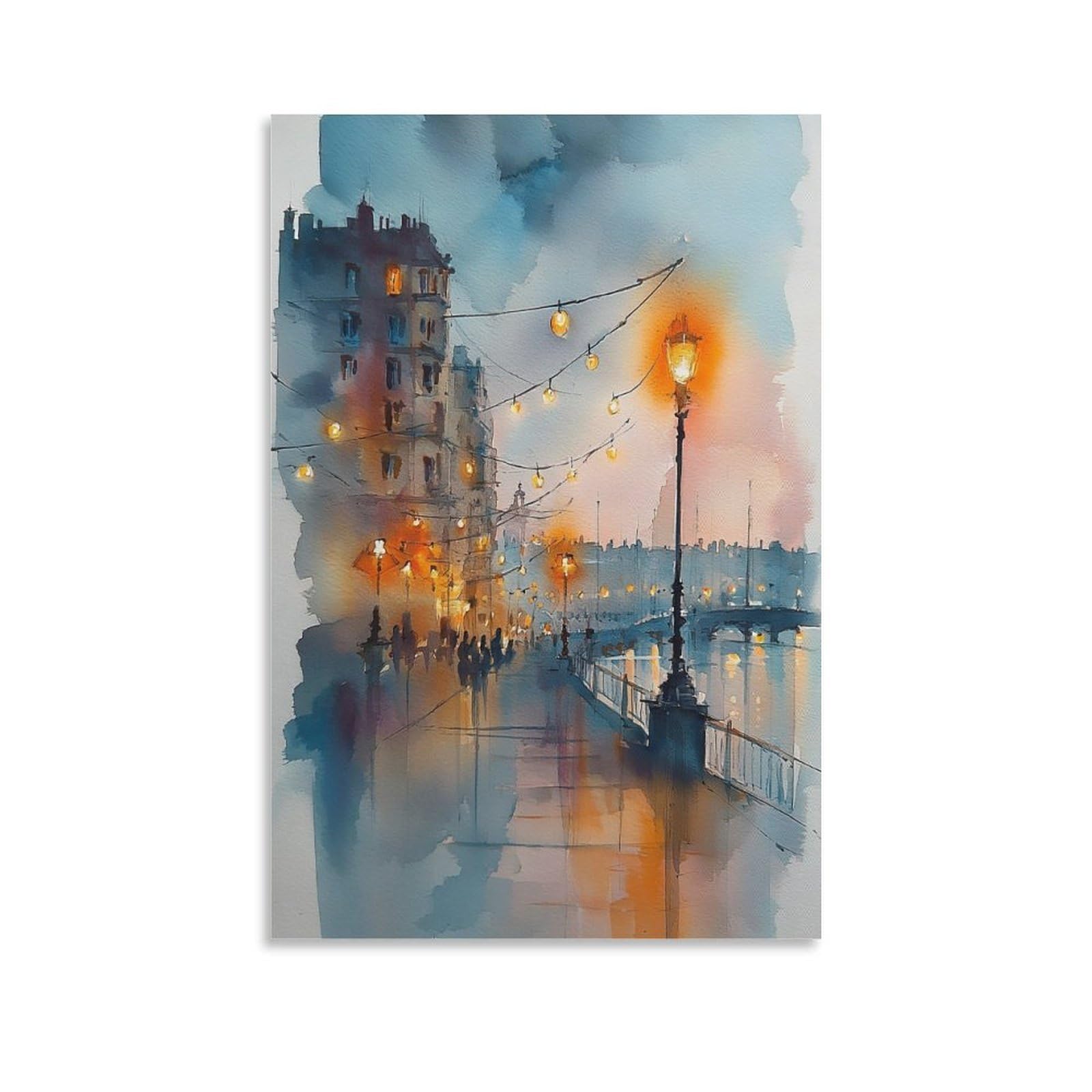 LCYNNH Retro Seattle Watercolor 20x30inch(50x75cm) Vintage Travel Poster Watercolor Canvas Art