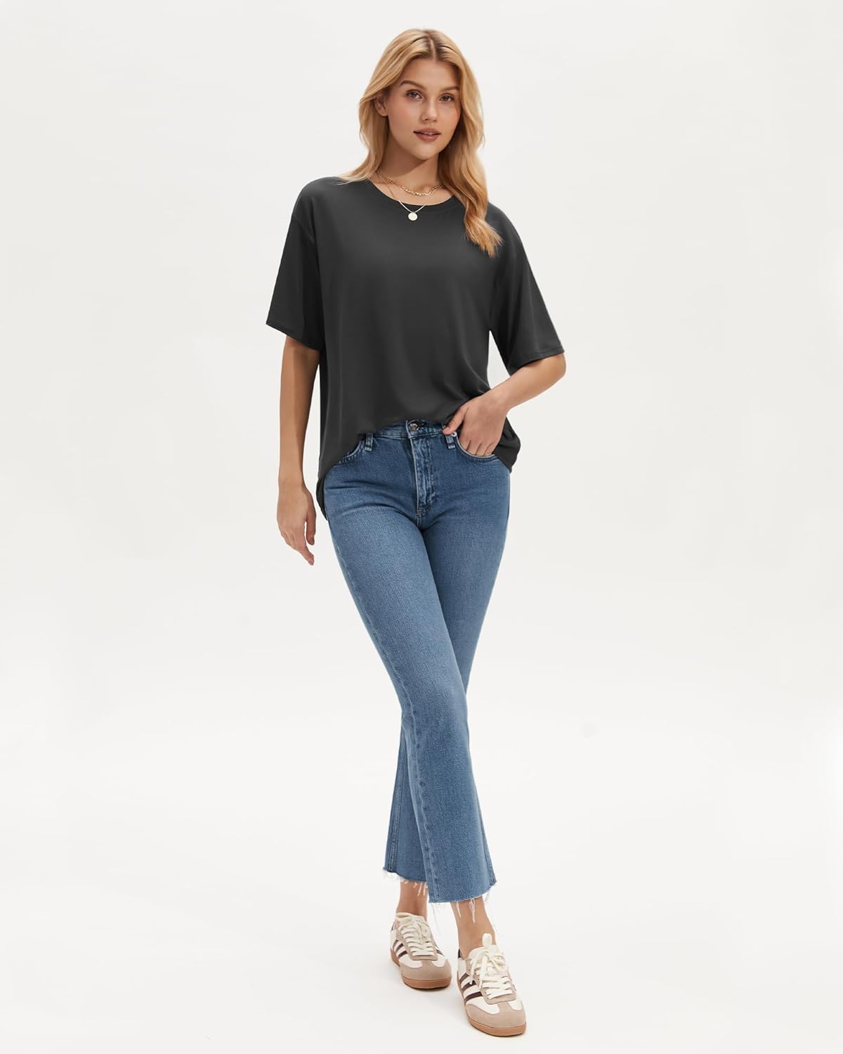 Stelle T Shirts for Women Crew Neck Short Sleeve Summer Tops Loose Fit Soft Basic Tee Shirt - Image 4