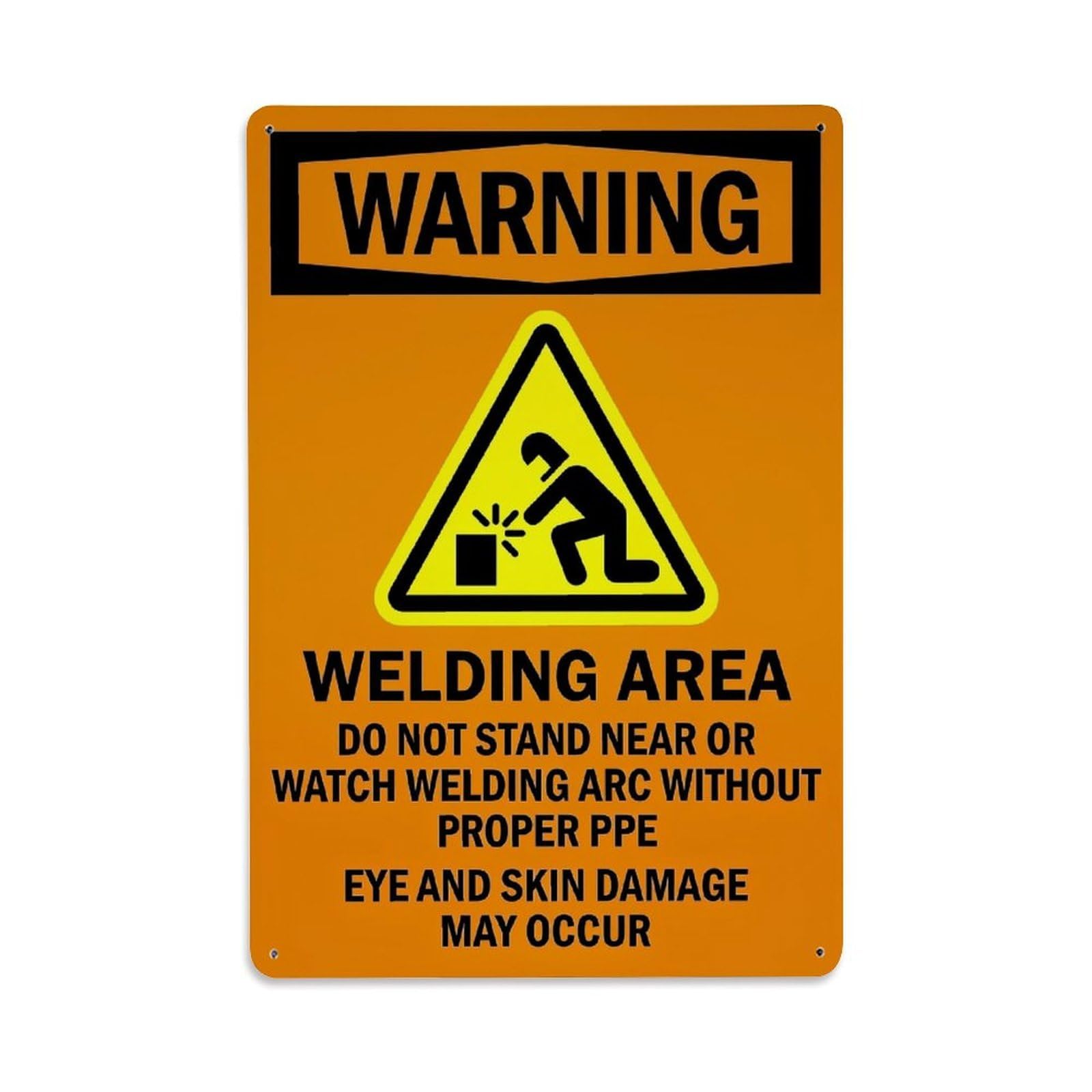 Jdfenggu Vintage Warning Sign Welding Area Safety Notice Retro Metal Tin Sign, Decor Art Poster For Bar, Home, Man Cave, Kitchen, Laundry Room Gift 8X12inch