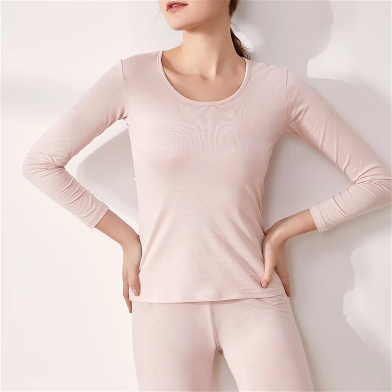 Conjuntos Térmicos Para Mujer Conjuntos de ropa interior térmica for mujer, 80 seda, 20 algodón, conjunto de lencería, ropa interior, ropa de invierno for mujer, pijama de capa Base cálido Conjunto De