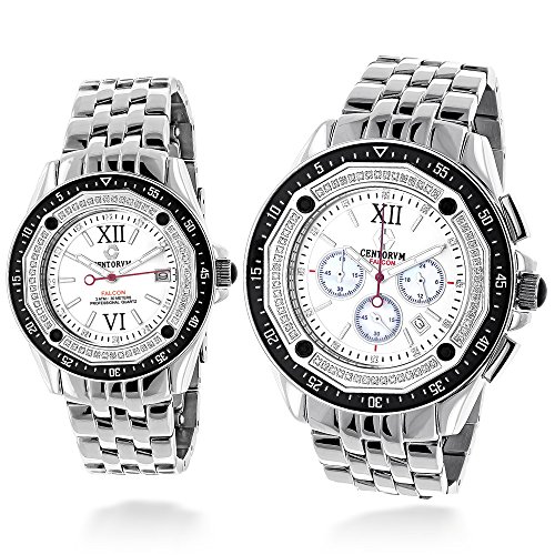 Matching His and Hers Watches: Centorum Diamond Watch Set 1ct Chronograph