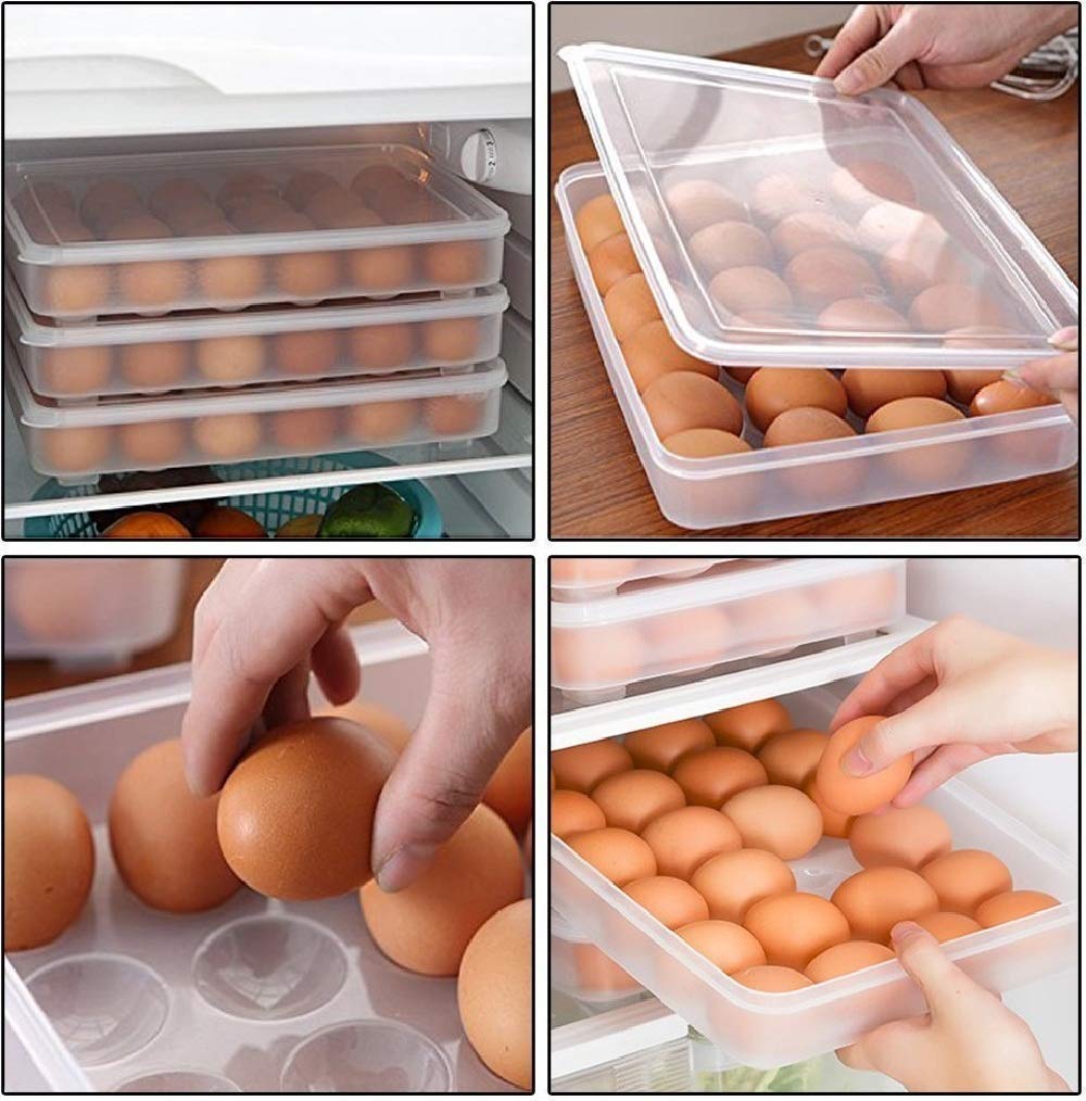 param Clear Large Capacity Portable Home Picnic Plastic Egg Box Case 24 Holder Storage Container Fridge, Egg Box for 24 Eggs, Set of 1 Pieces 4