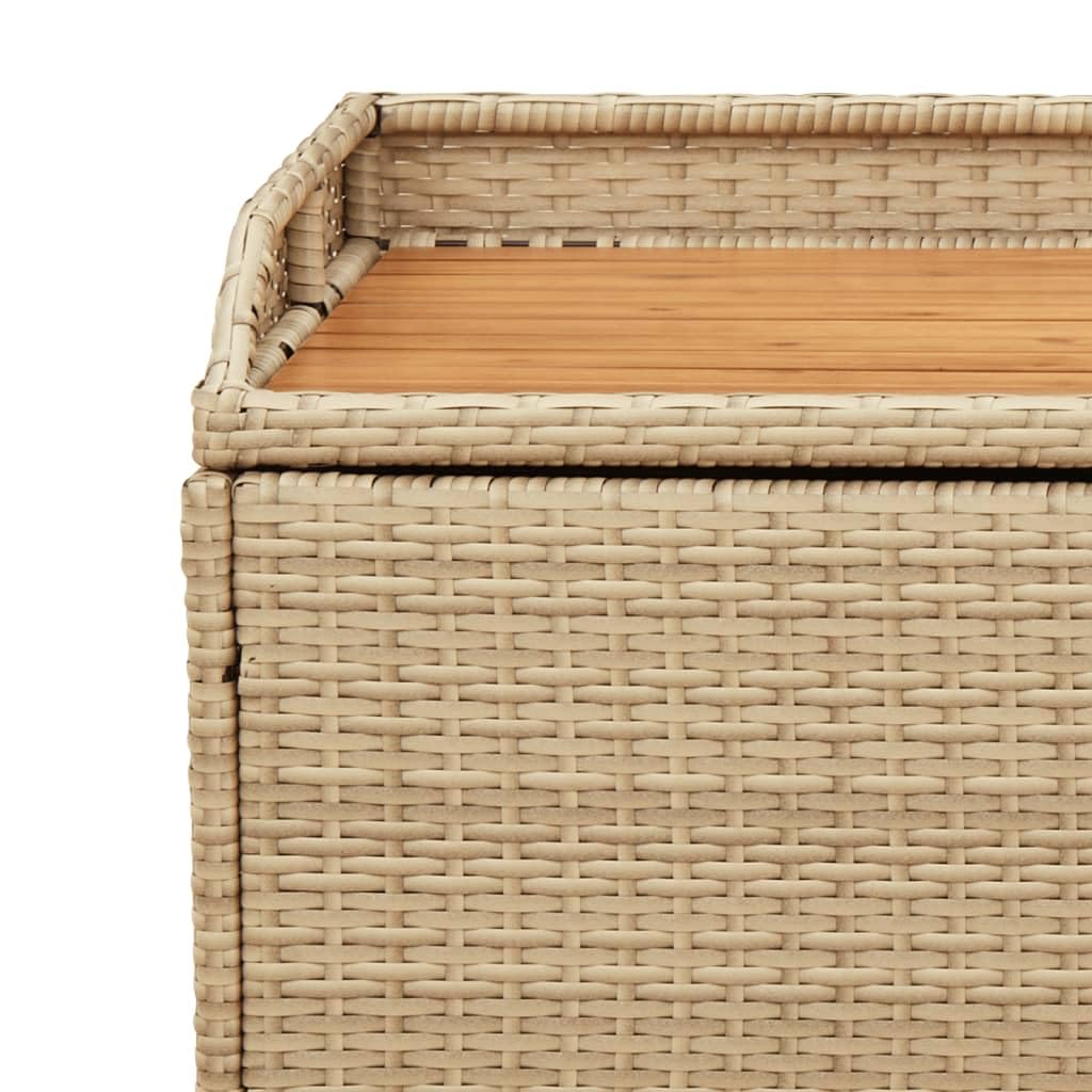 Panca Portaoggetti Beige Misto 100x50x52 cm Polyrattan e Acacia,Panca Portaoggetti Giardino,Panchina da Esterno,Panca Contenitore da Esterno-365951