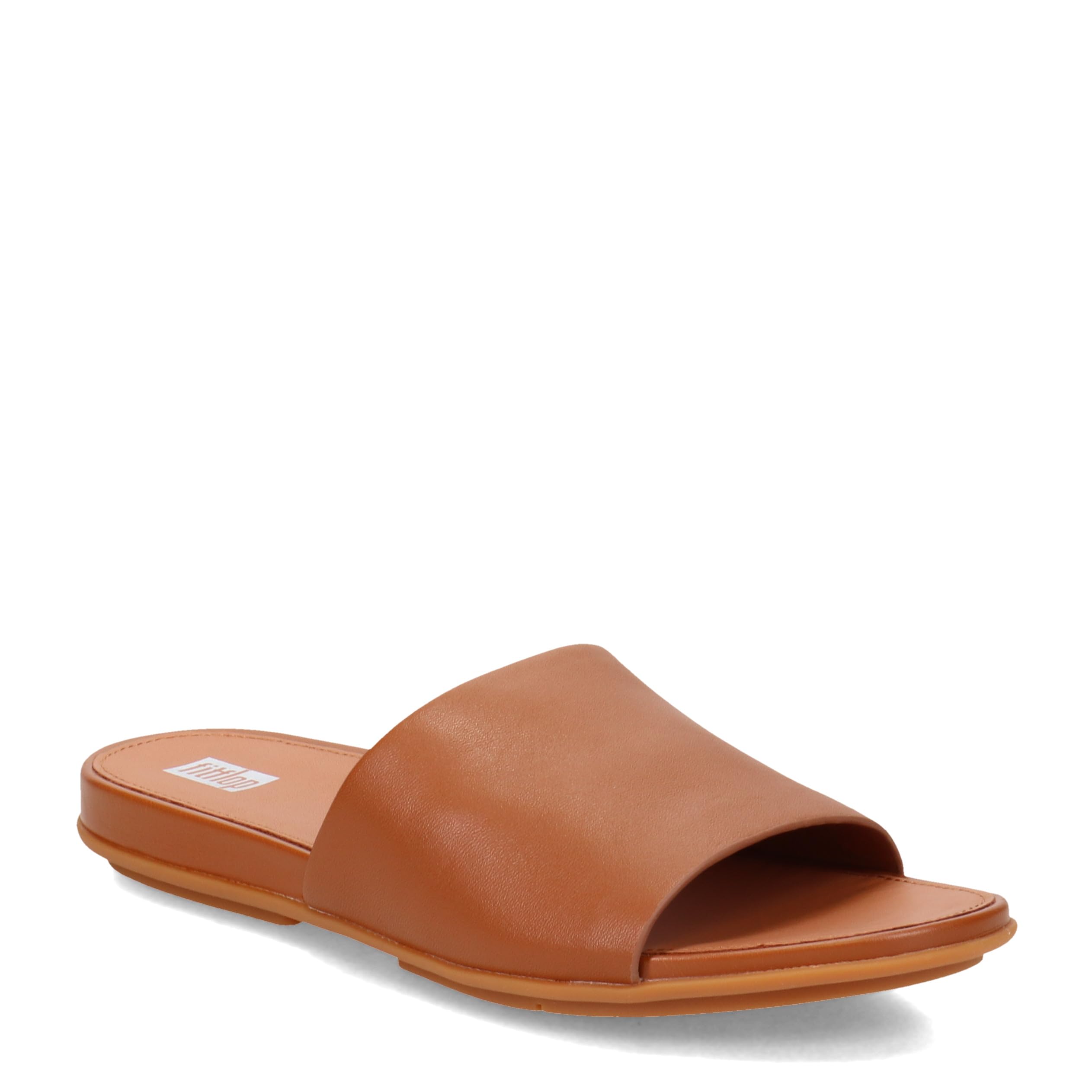 Amazon.com | FitFlop Gracie Leather Pool Slides Sandals for Women - Leather  Upper, Open Toe Design, and Textile Lining Light Tan 5 M (B) | Slides