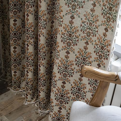 Cortinas bohemias de 2 paneles con borlas y diseño de caída rústica 5