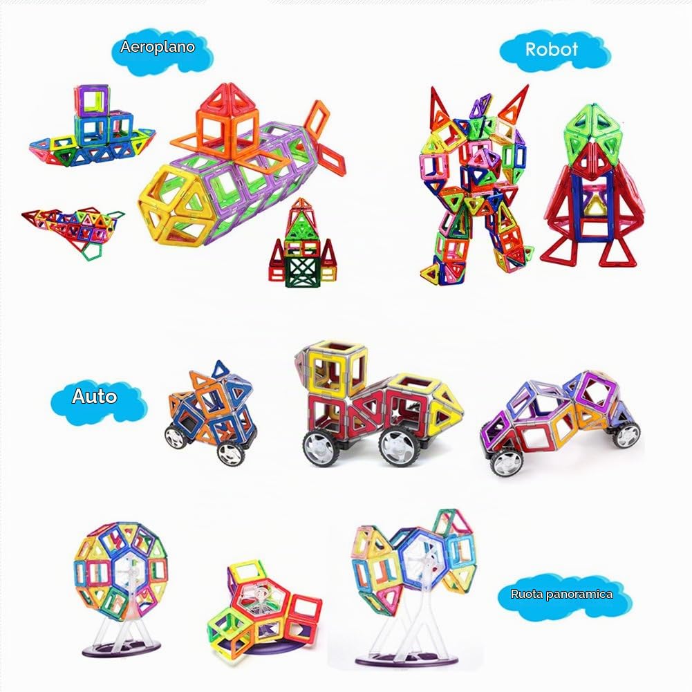 LIVEHITOP 109 Pezzi Costruzioni Magnetiche per Bambini, Grandi Magnetica Costruzione Blocchi Giochi Educativi Creativi 3D DIY Giocattoli Regalo per Natale Giornata Bambini
