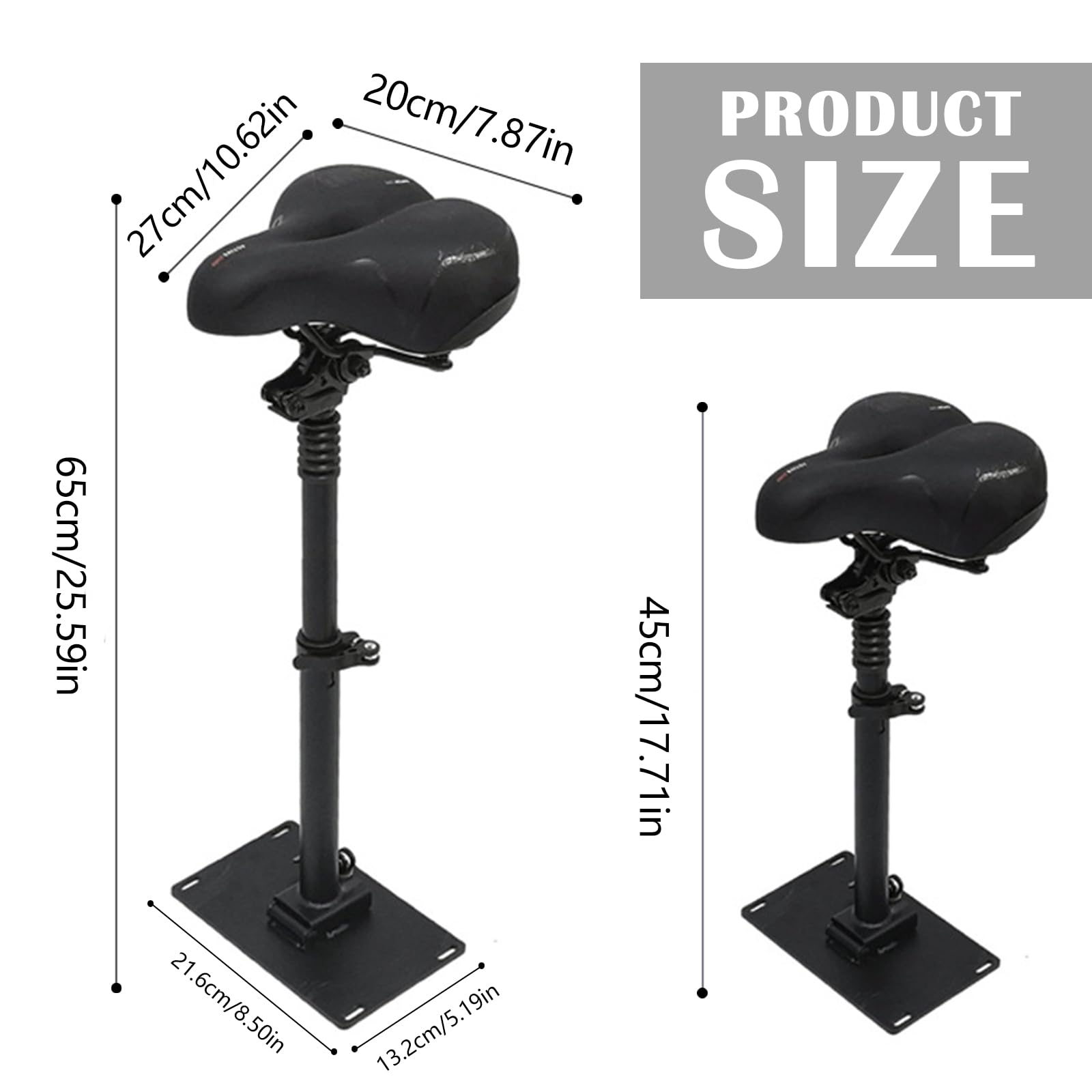 Siège de Trottinette Électrique ZT3Pro, Hauteur Réglable de 45 à 65 cm Coussin Amortisseur Pliable pour Trottinette Électrique Homologuée pour La Route pour Le Cyclisme Longue Distance
