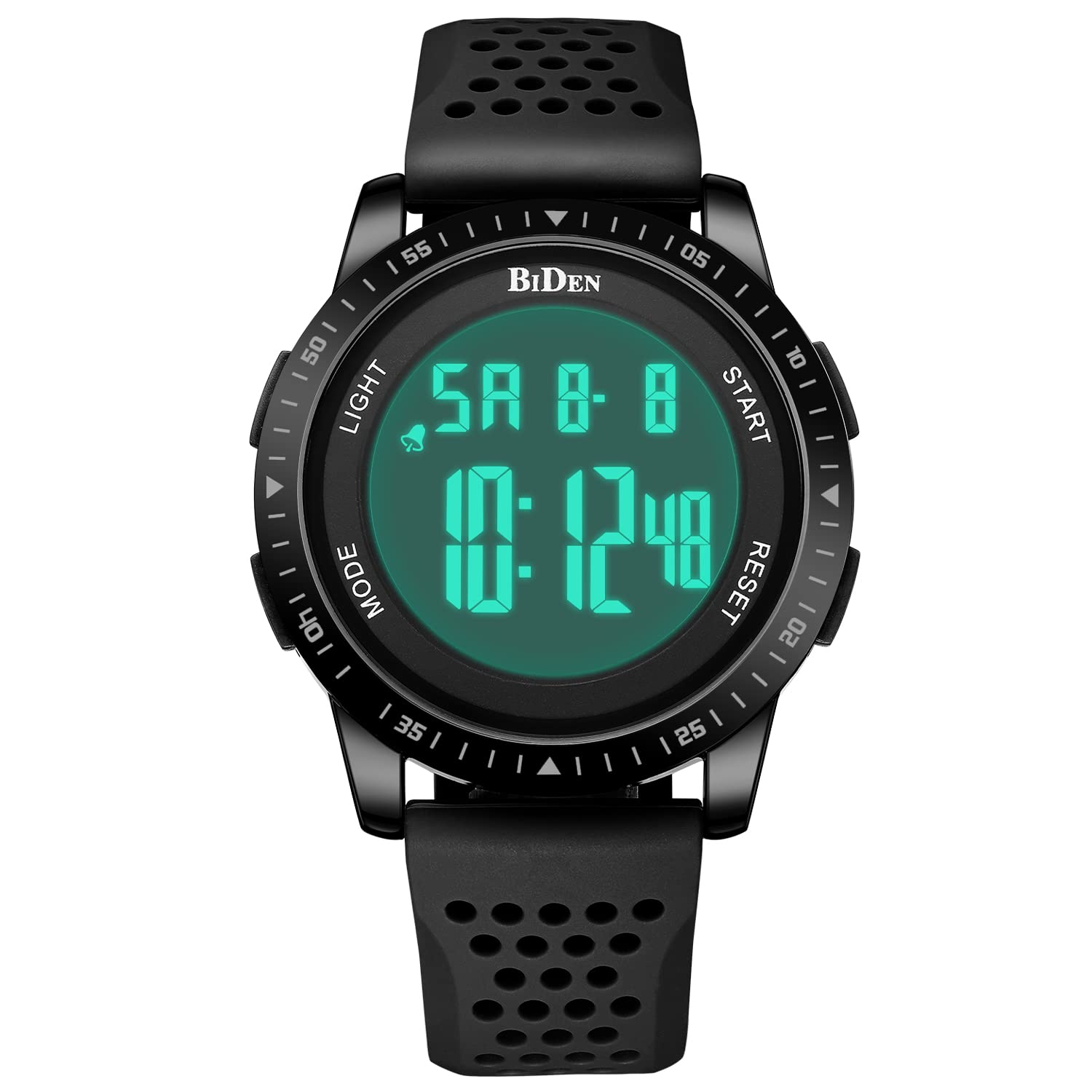 HANPOSHMens Watches Digital Watch Stopwatch 30M Waterproof Sports Watch Chronograph Military Watches for Men with LED Backlight/Alarm/Timer/Date, Black Black, strap