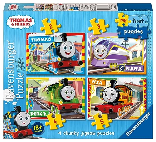 Ravensburger Thomas & Friends First Jigsaw Puzzle (2, 3, 4, & 5 Pieces) for Kids Age 18 Months Up, 16.5 x 11.5 cm