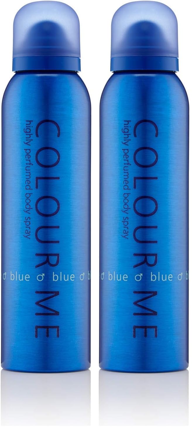 COLOUR ME Blue 150ml Body Spray Perfume for Men. Luxury Fragrance - Mens Aftershave, Long Lasting Fragrance for Men by Milton-Lloyd (Pack of 2)