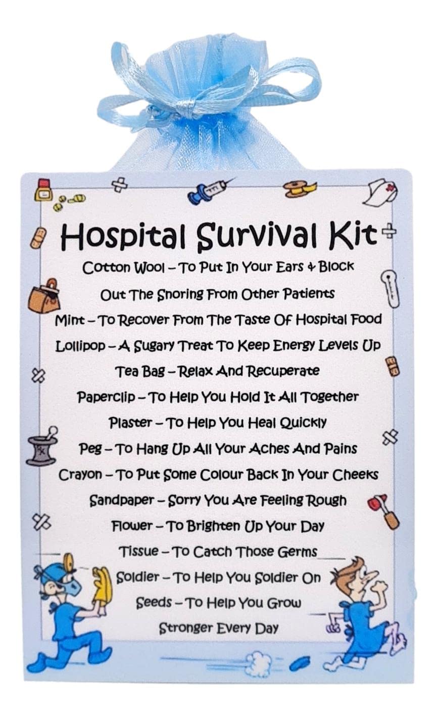 Hospital Survival Kit ~ Fun Novelty Good Luck Gift & Greetings Card | Thinking of You | Get Well Soon | Operation Recovery | Unique Get Well Soon Present