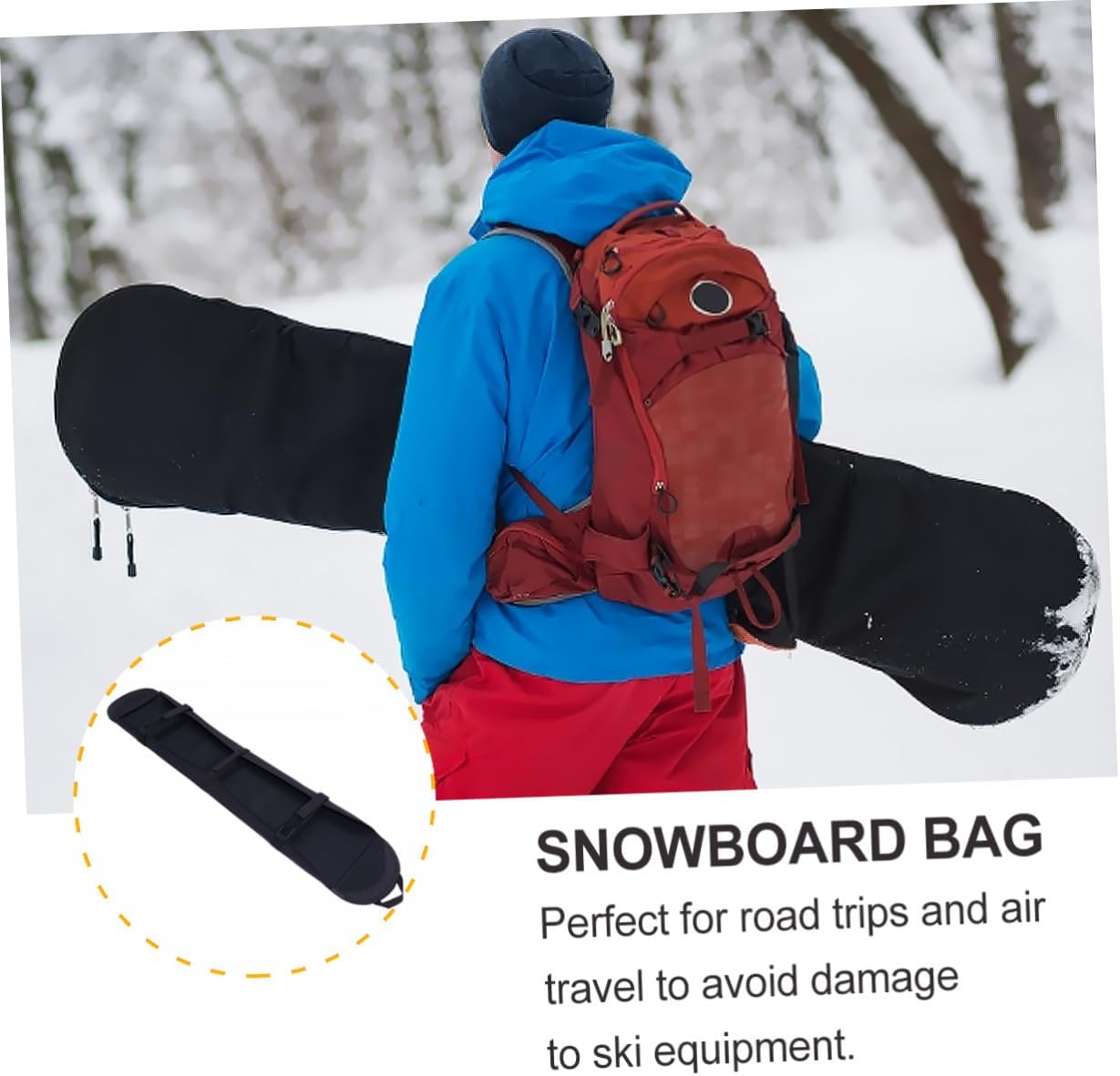 Snowboard Bag with Protection Cover Lightweight Ski Gear Storage Portable Snowboard Storage Bag for Travel and Outdoor Use