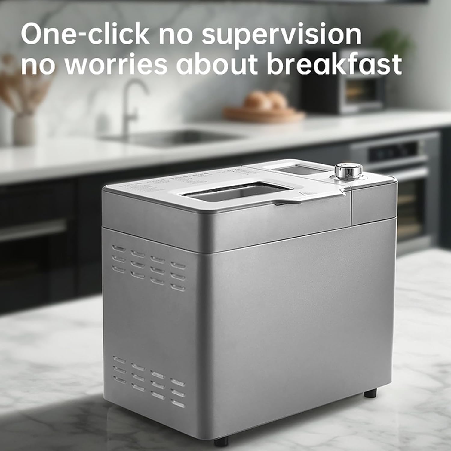 2lb Bread Maker Machine, Programmable Bread Machine, Stainless Steel, 25 Smart Programs & Custom Settings, Keep Warm for 1 H, for Gluten-Free, Sourdough, Pizza Dough
