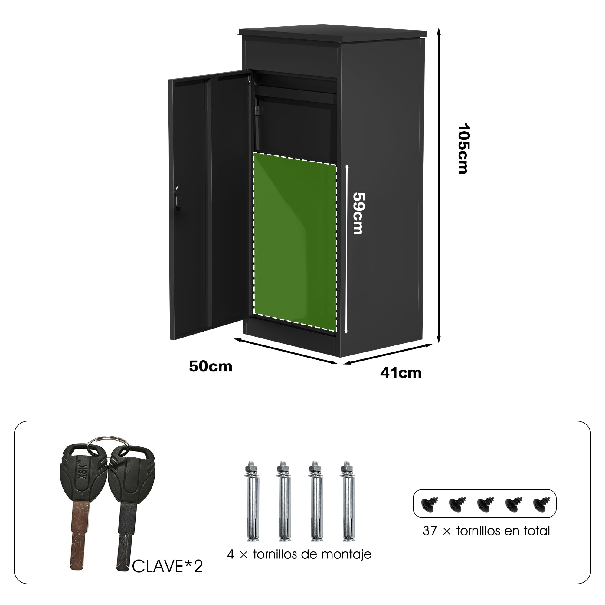 Caja para Paquetes Exterior XXL, Buzón con Compartimento para Paquetes Buzón Antirrobo con Cerradura de Código, Montaje en Pared Impermeable para Paquetes Domésticos Terraza Jardín