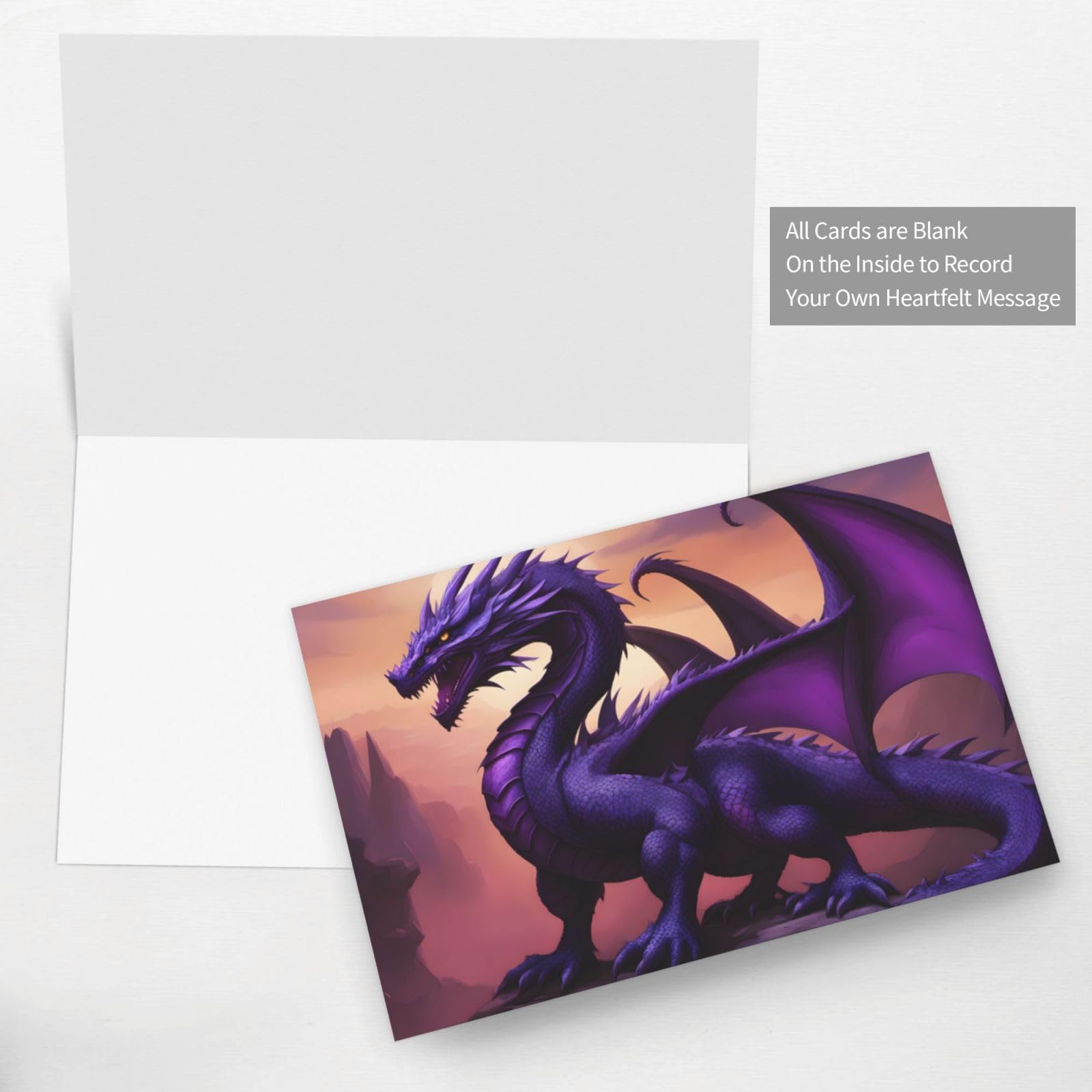 Carte De Vœux En Papier Nacré De Qualité Supérieure Avec Impression Dragons Rouge/violet Et Wirte
