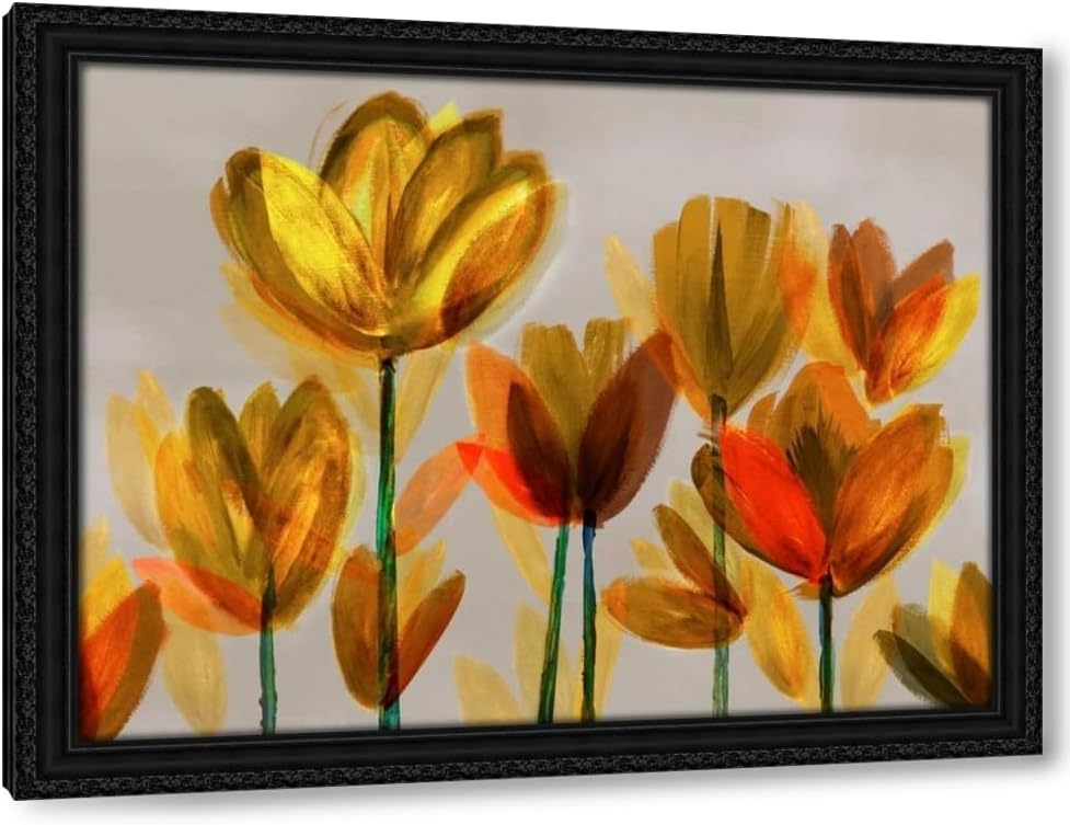 ArtDirect Contemporary Poppies Yellow 18x15 Gallery Wrapped Canvas Museum Art by Northern Lights