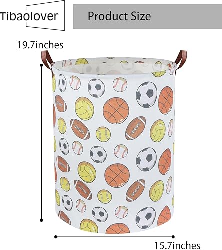 Miniatura 7 de TIBAOLOVER Cesta deportiva para ropa sucia para niños, canasta de baloncesto, fútbol, lavandería, organizador de juguetes, cesta para bebé,