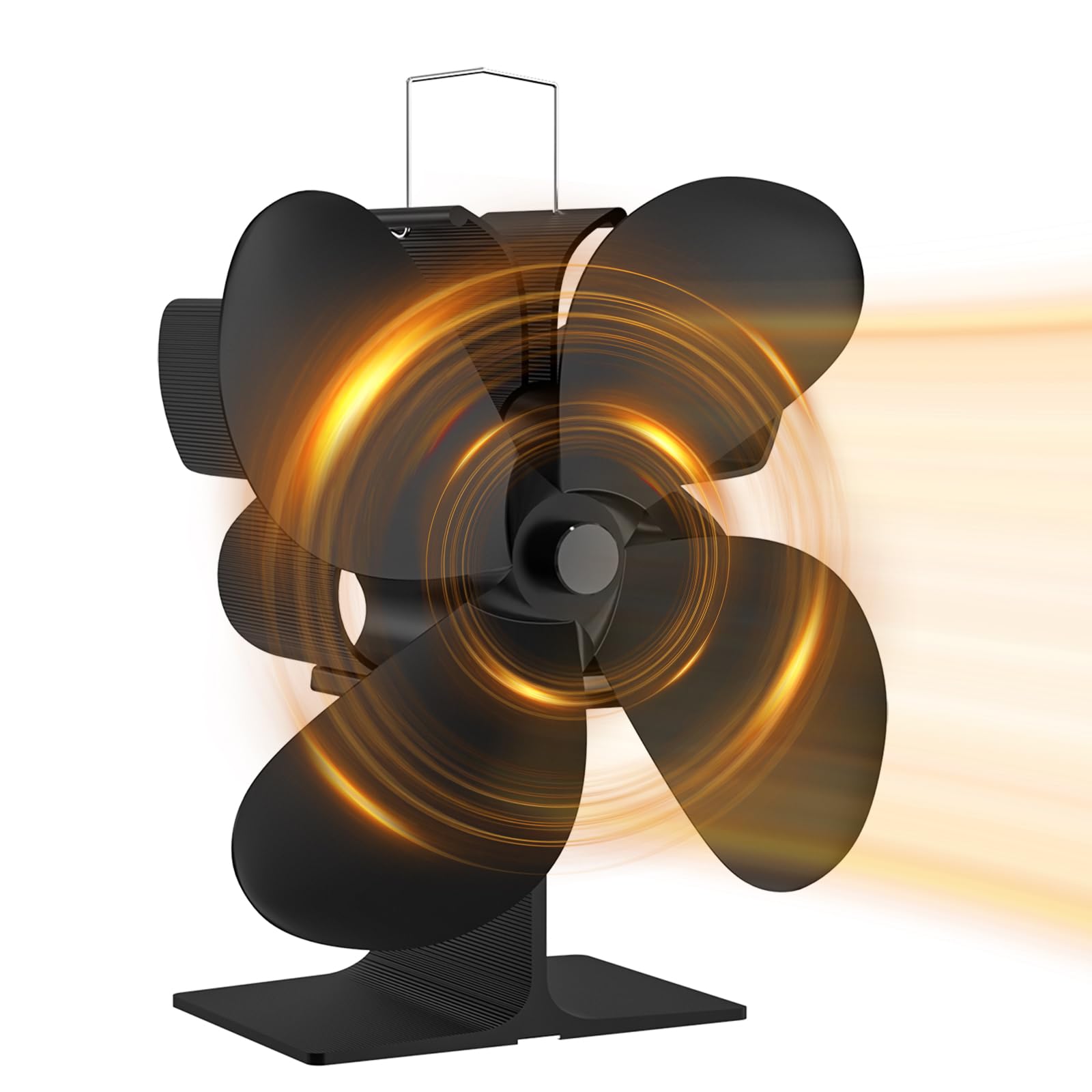 Ventilateur Poele à Bois, 4 Pales Ventilateur Cheminée,Ventilateur de Poêle avec Theromètre, écologique, Répartition Efficace de La Chaleur pour Brûleurs à Bois et Cheminée