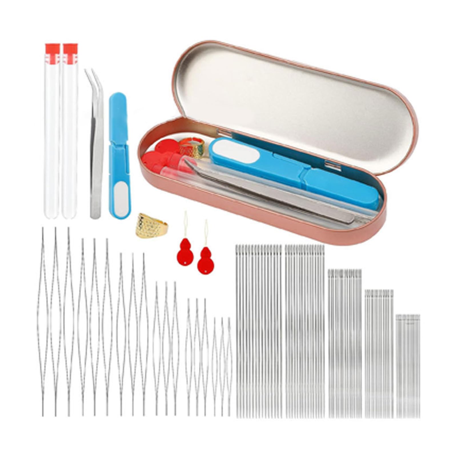 Tsophreniq Straight Beading Needle Big Eye with Thimble Threader for, Necklace, Jewelry Making for for Making for Hand Sewing
